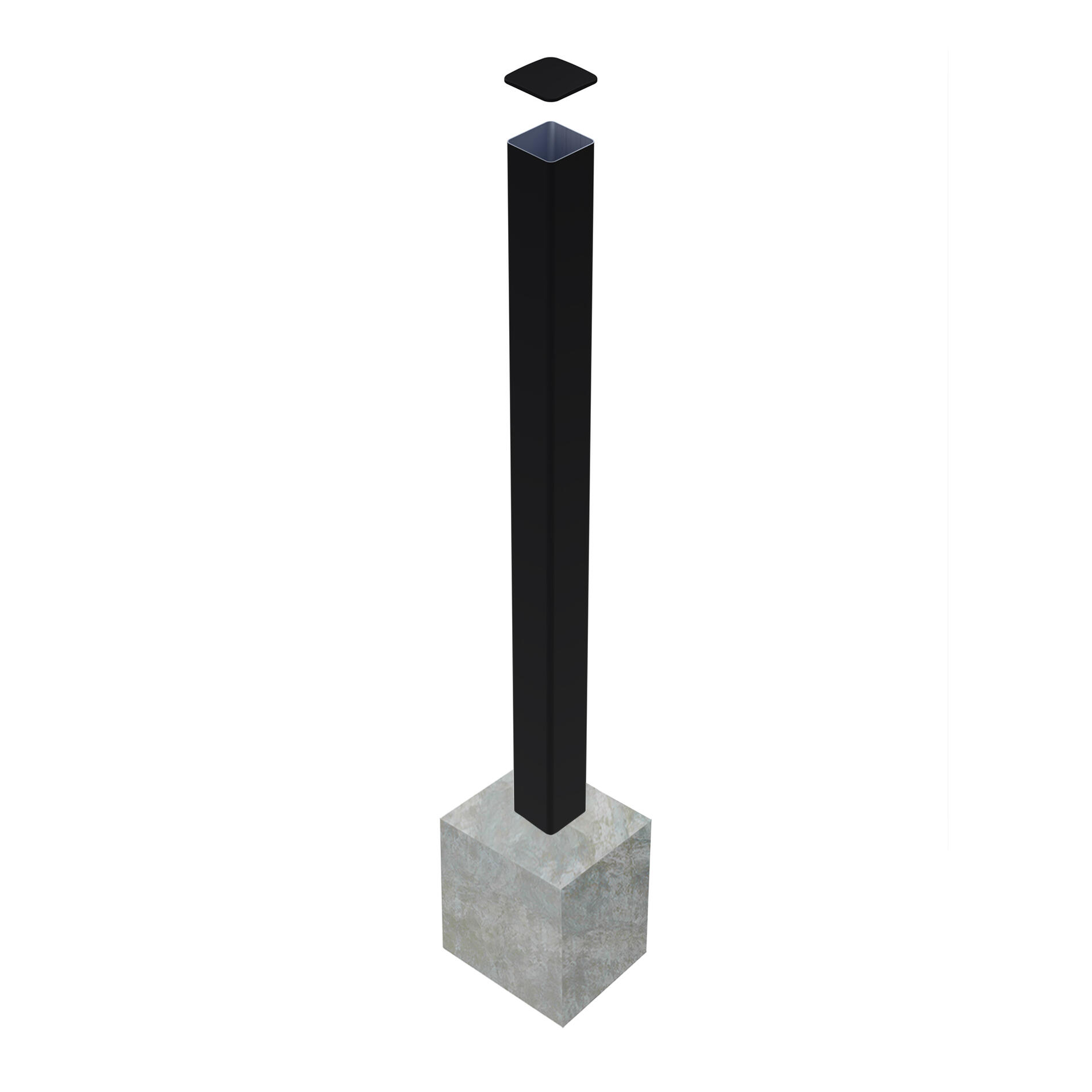 Poteau aluminium noir, l.18 x P.18 x H.250 cm - 2