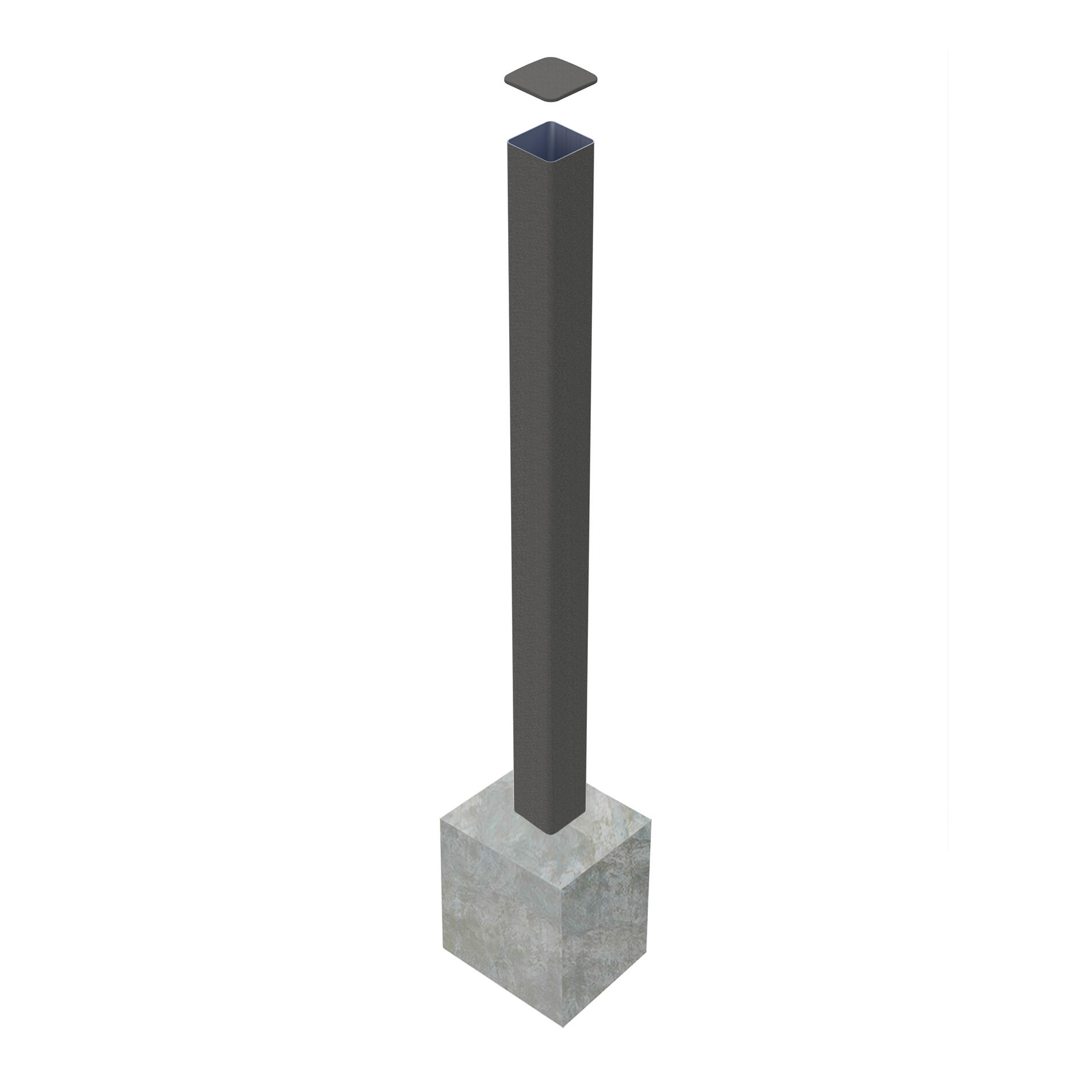 Poteau aluminium gris, l.18 x P.18 x H.250 cm - 2