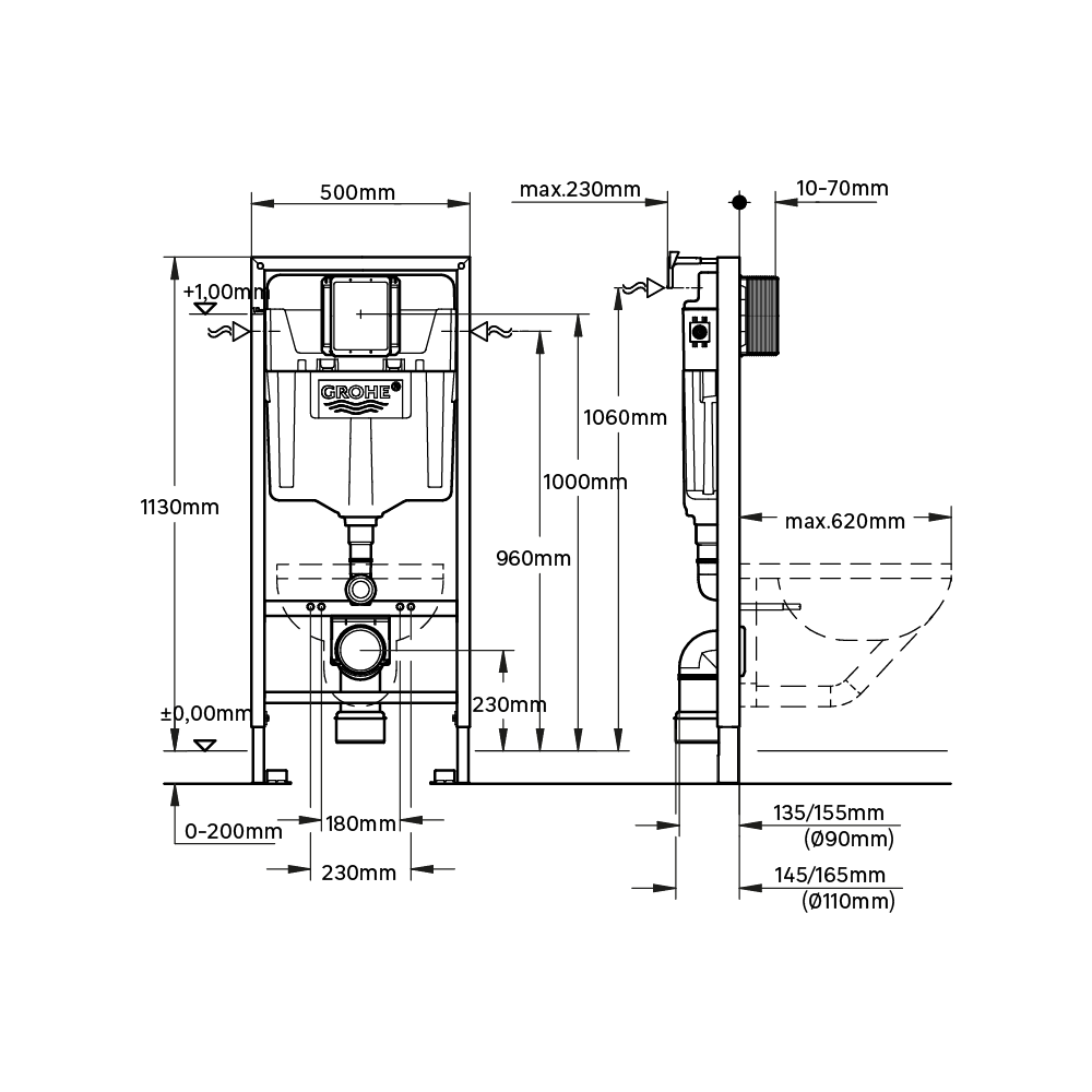 Estrutura para sanita suspensa 3/4,5 l Sensea Grohe - 9