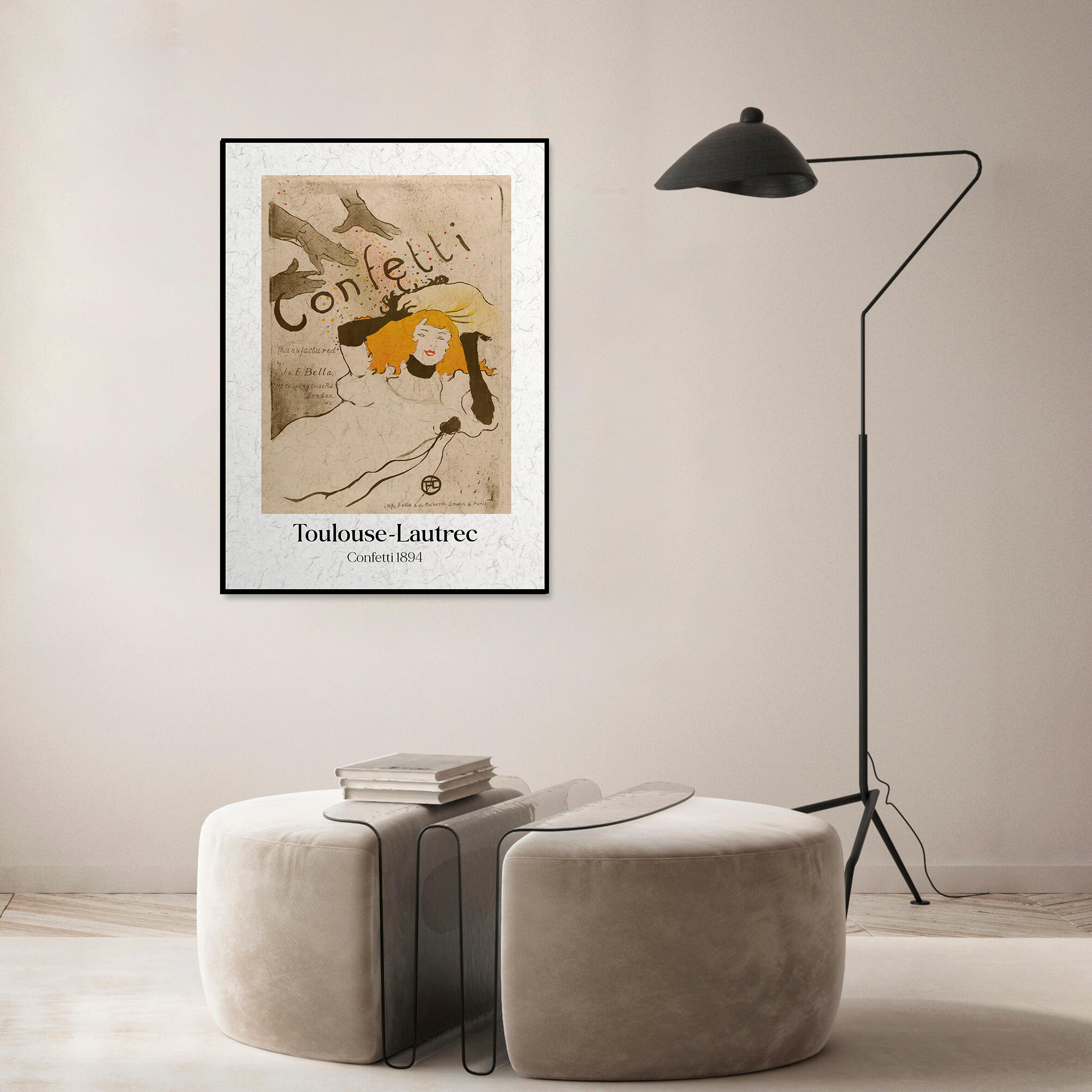 Quadro com moldura Deco Art Toulouse Lautrec confetti 50x70 cm preto - 3