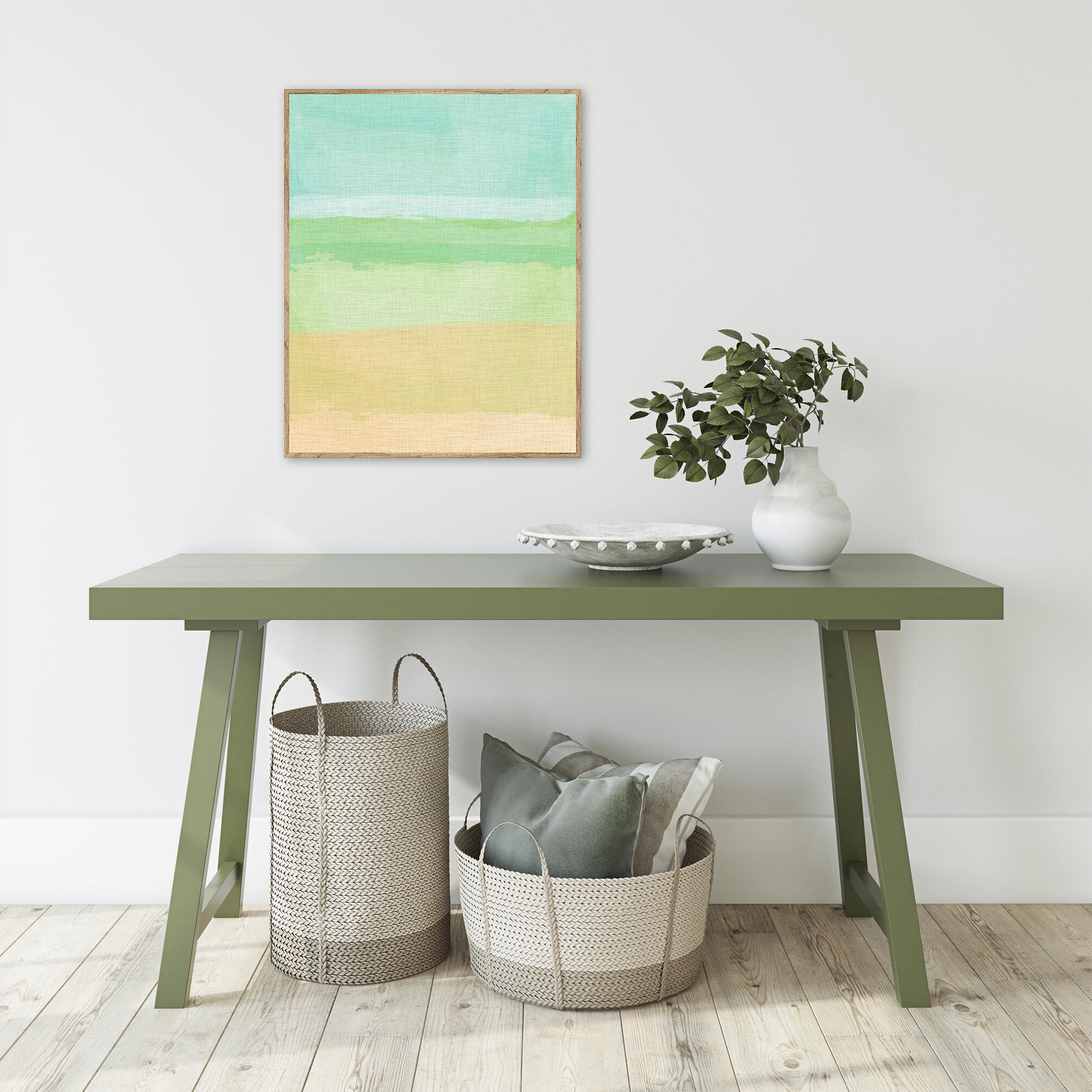 Cuadro con marco abst horizon verde 41 cm x 51 cm