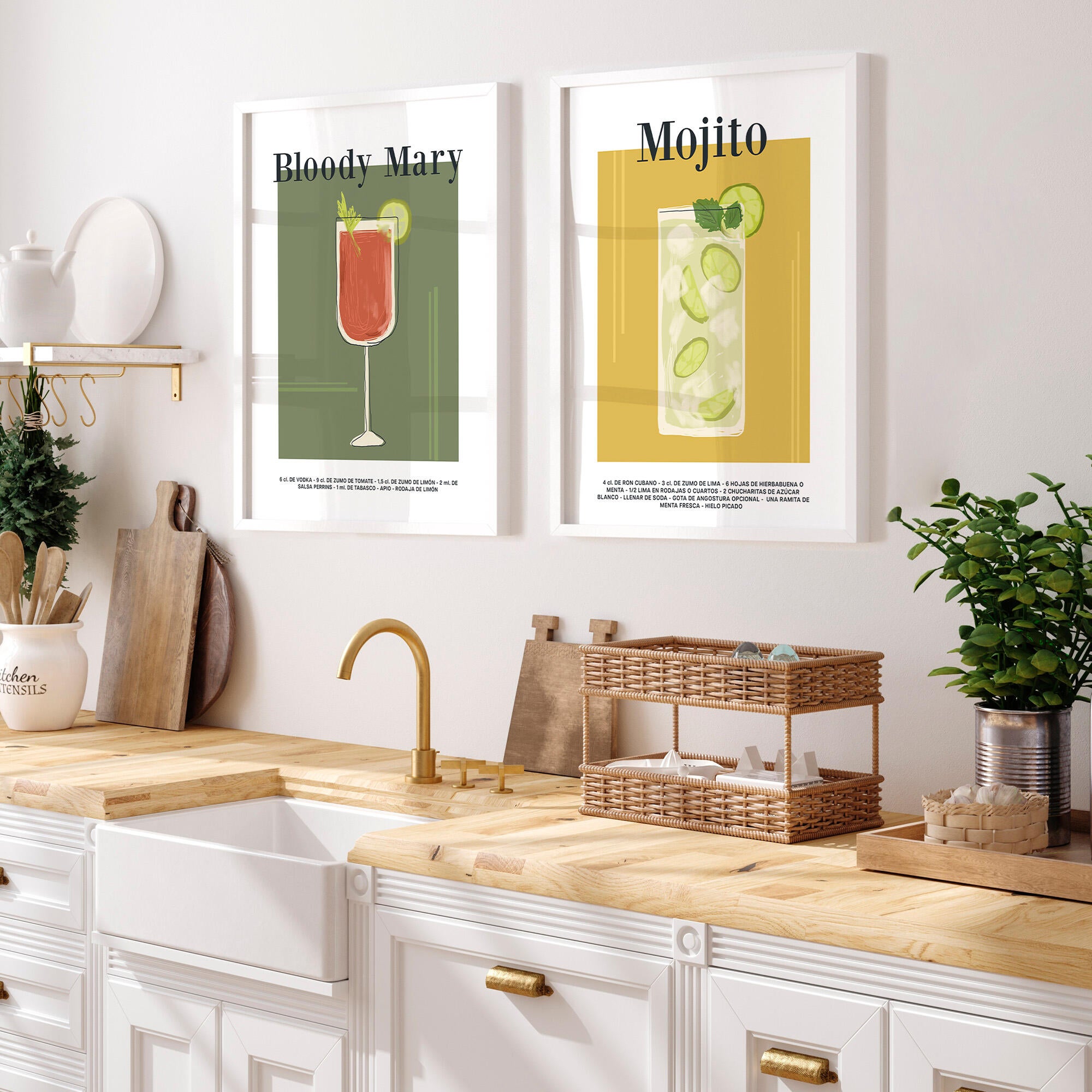 2 láminas comida y bebida rectangular de 30 x 40 cm. papel mojito cocktel verdes, rojos y amarillos