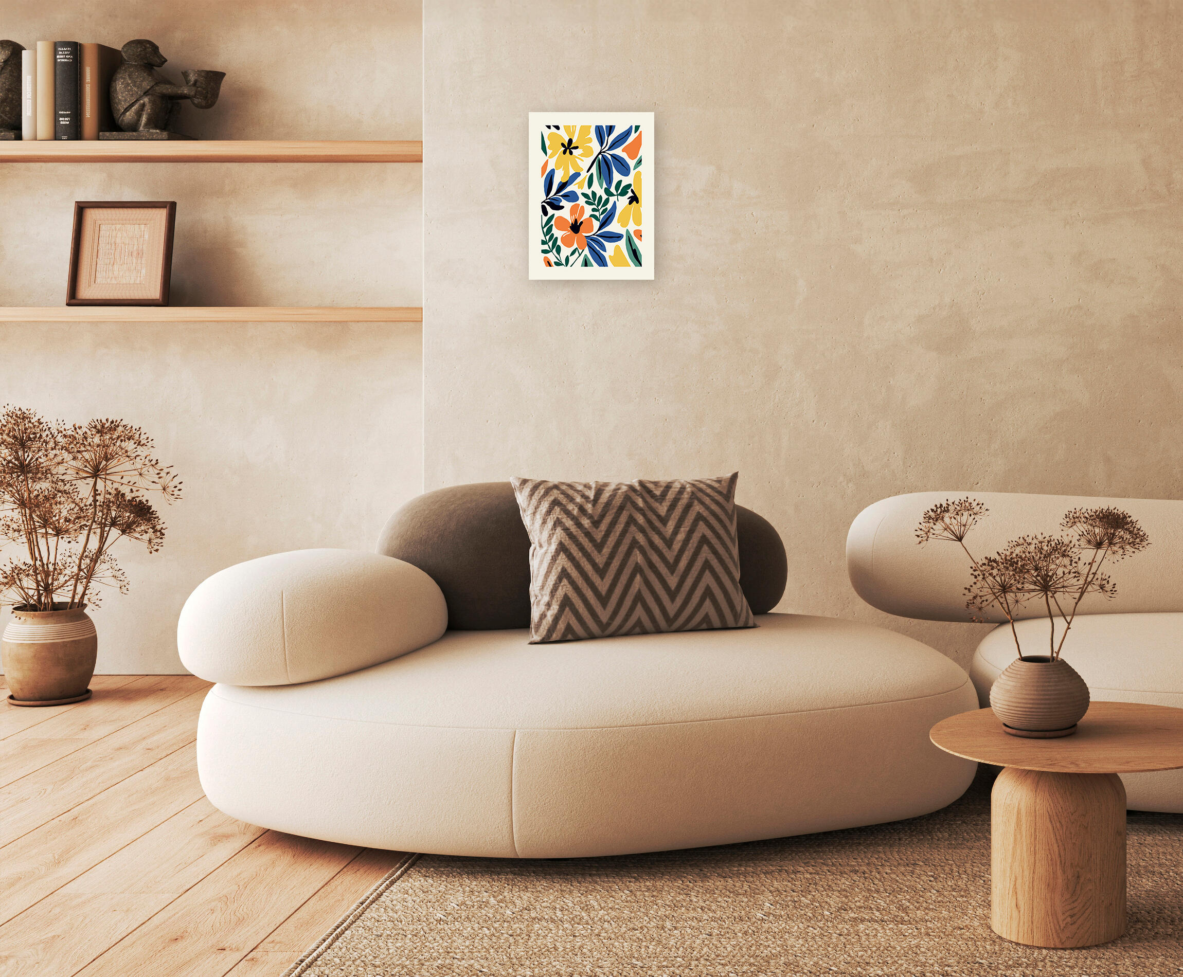 Pintura impresa sin marco Botánica rectangular de 30 x 40 cm. MDF Floral Retro pasteles cálidos - 11
