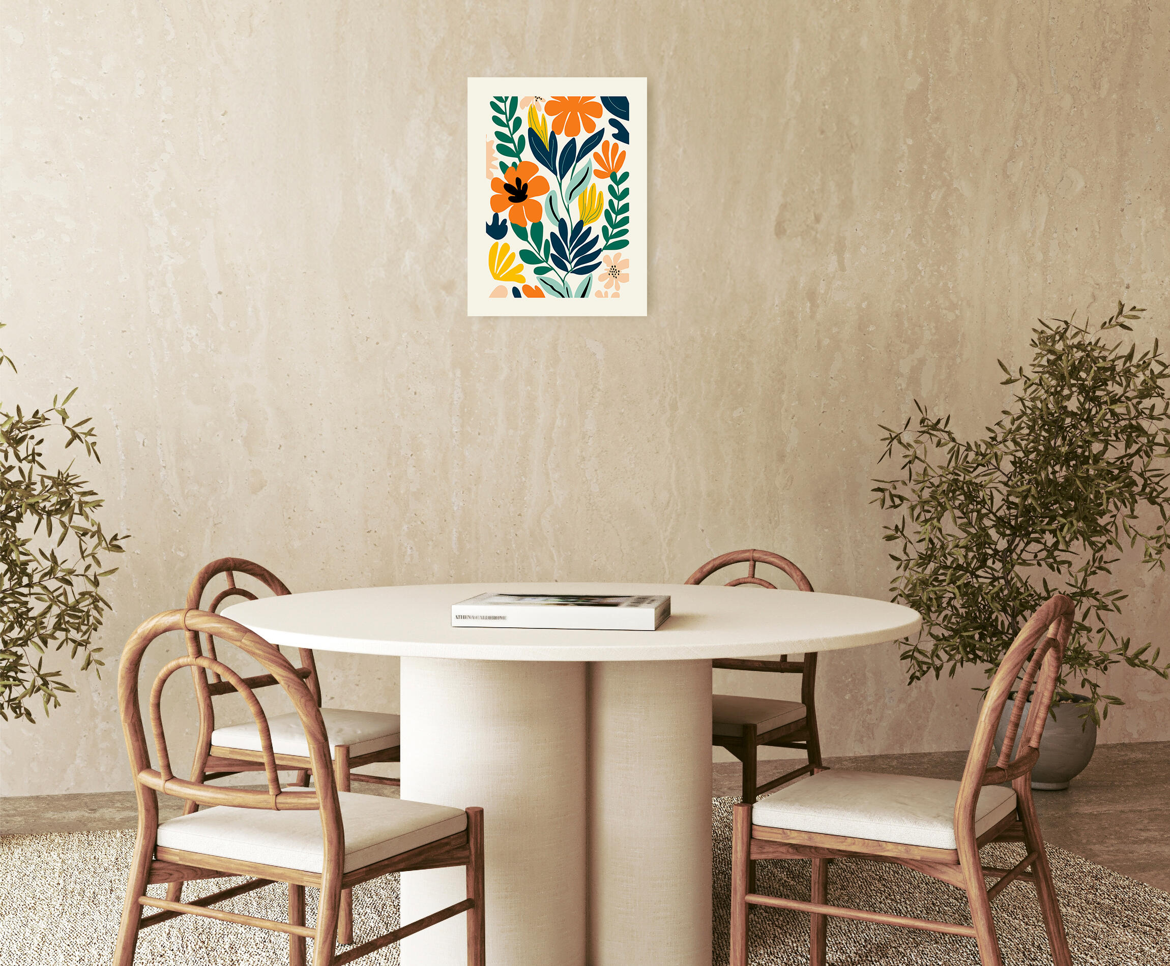 Pintura impresa sin marco Botánica rectangular de 30 x 40 cm. MDF Floral Retro pasteles cálidos - 10