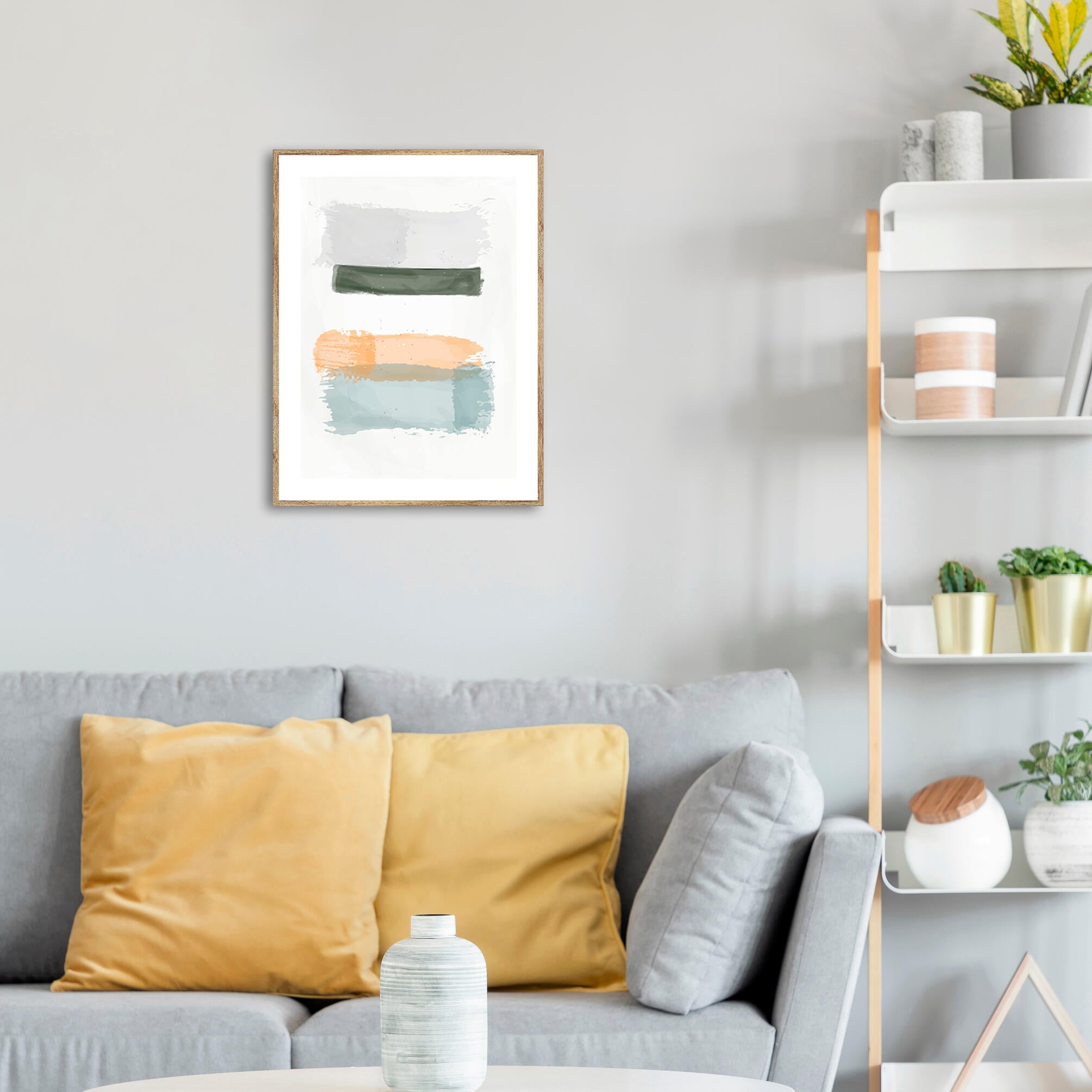 Cuadro con marco acuarela naranja 31 cm x 41 cm