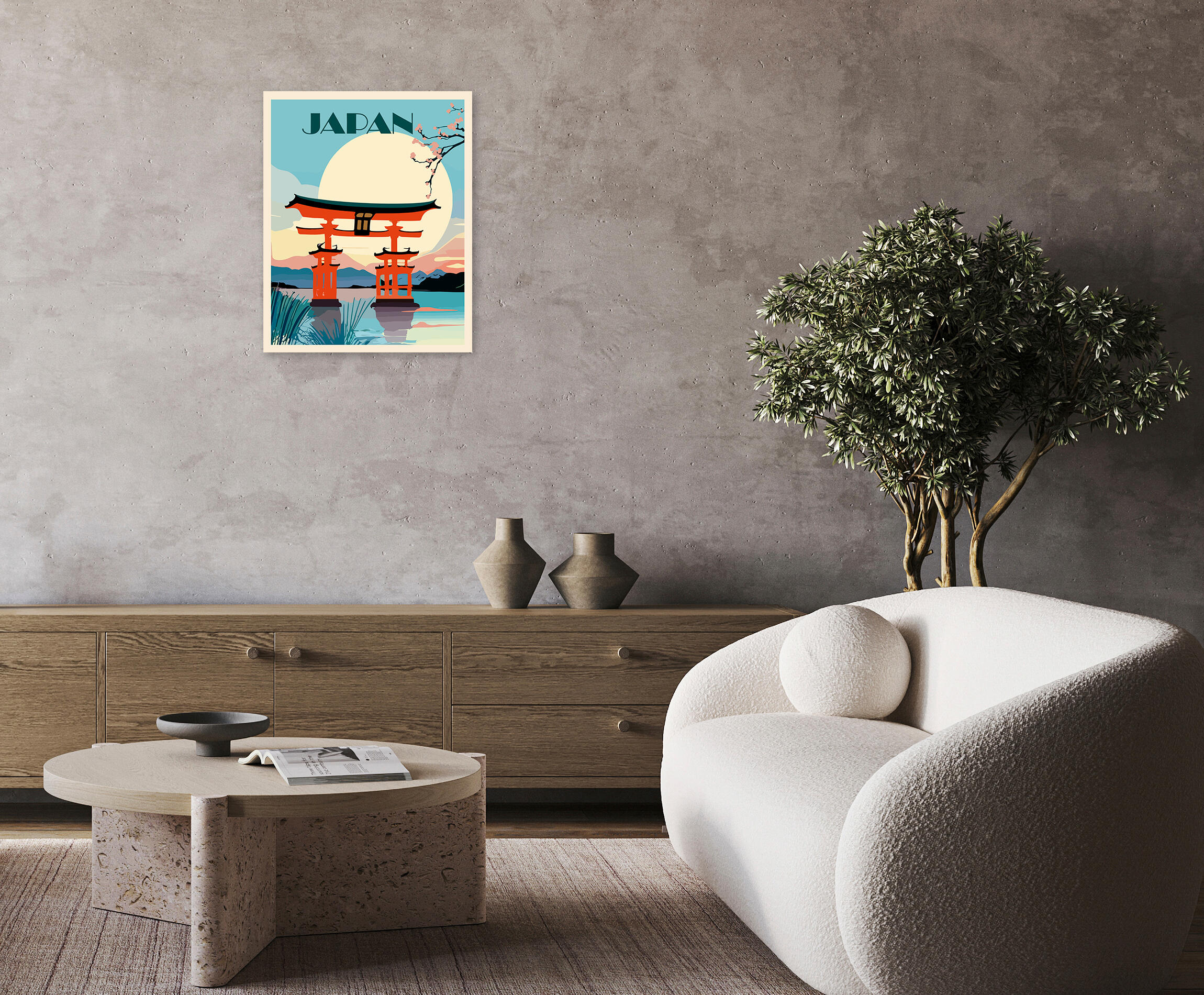 Pintura impresa sin marco Urban city rectangular de 40 x 50 cm. MDF Ciudad Japon pasteles cálidos - 10