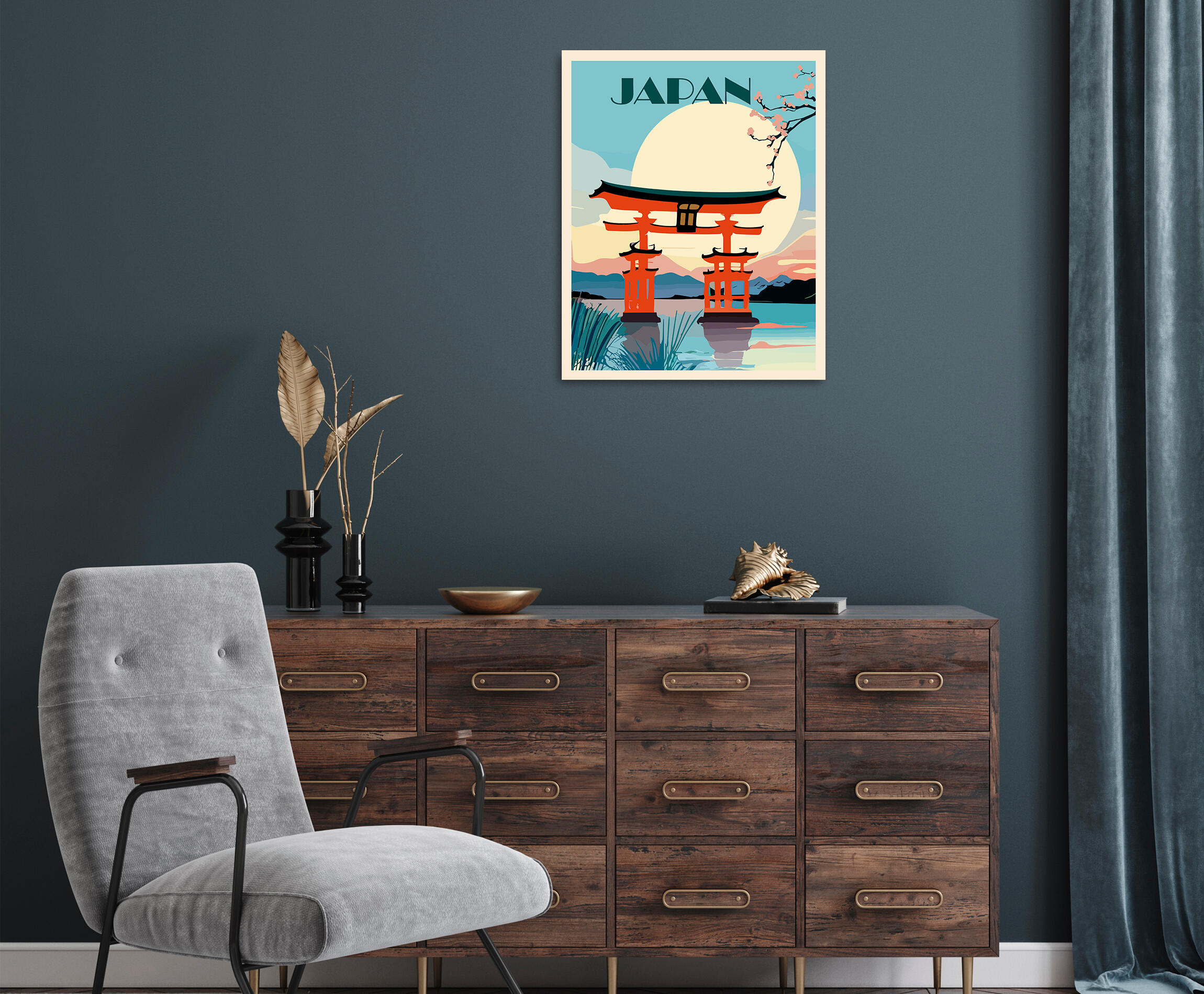 Pintura impresa sin marco Urban city rectangular de 40 x 50 cm. MDF Ciudad Japon pasteles cálidos - 8