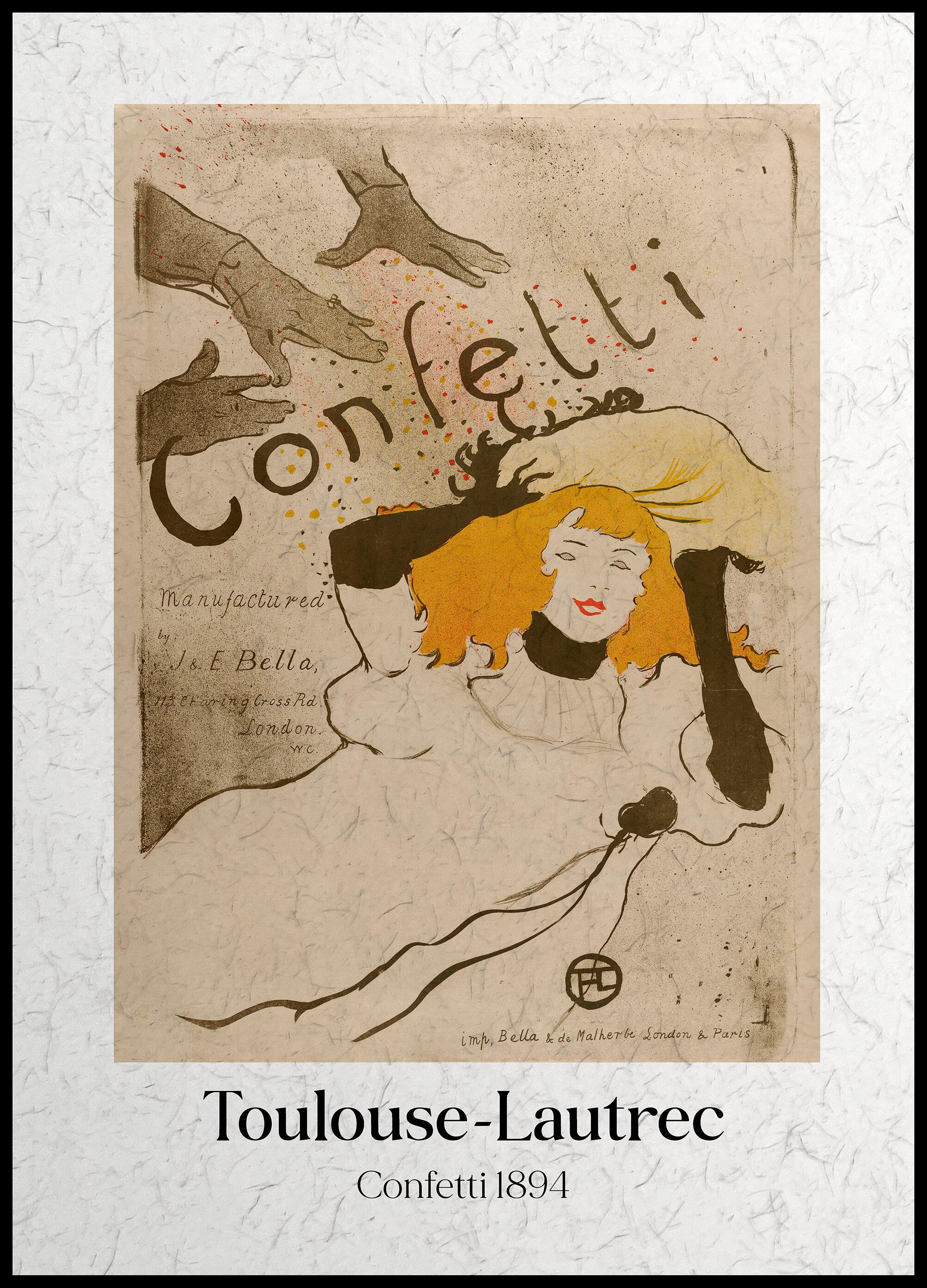Cuadro pintura impresa enmarcada Arte rectangular de 51 x 71 cm. MDF Toulouse Confetti multicolor. Marco color Negro - 2