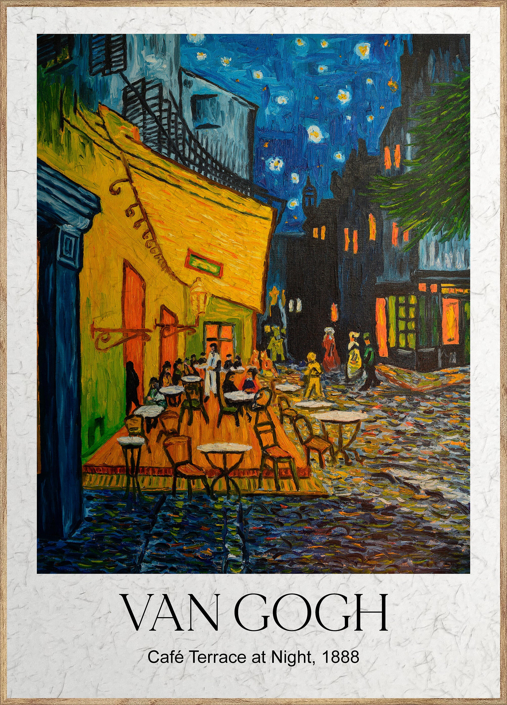 Cuadro pintura impresa enmarcada Urban City rectangular de 50 x 70 cm. MDF Van Gogh Calle multicolor. Marco color Haya - 2