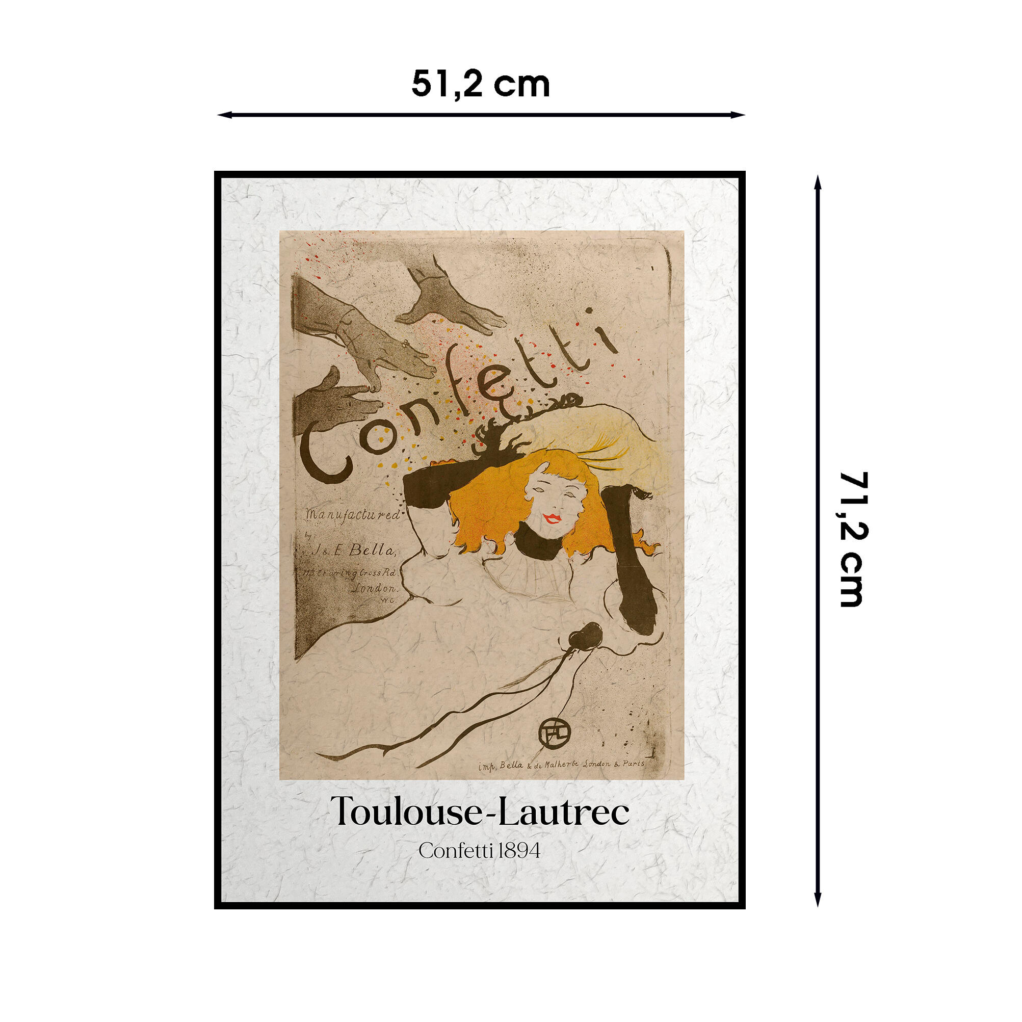 Quadro com moldura Deco Art Toulouse Lautrec confetti 50x70 cm preto - 5