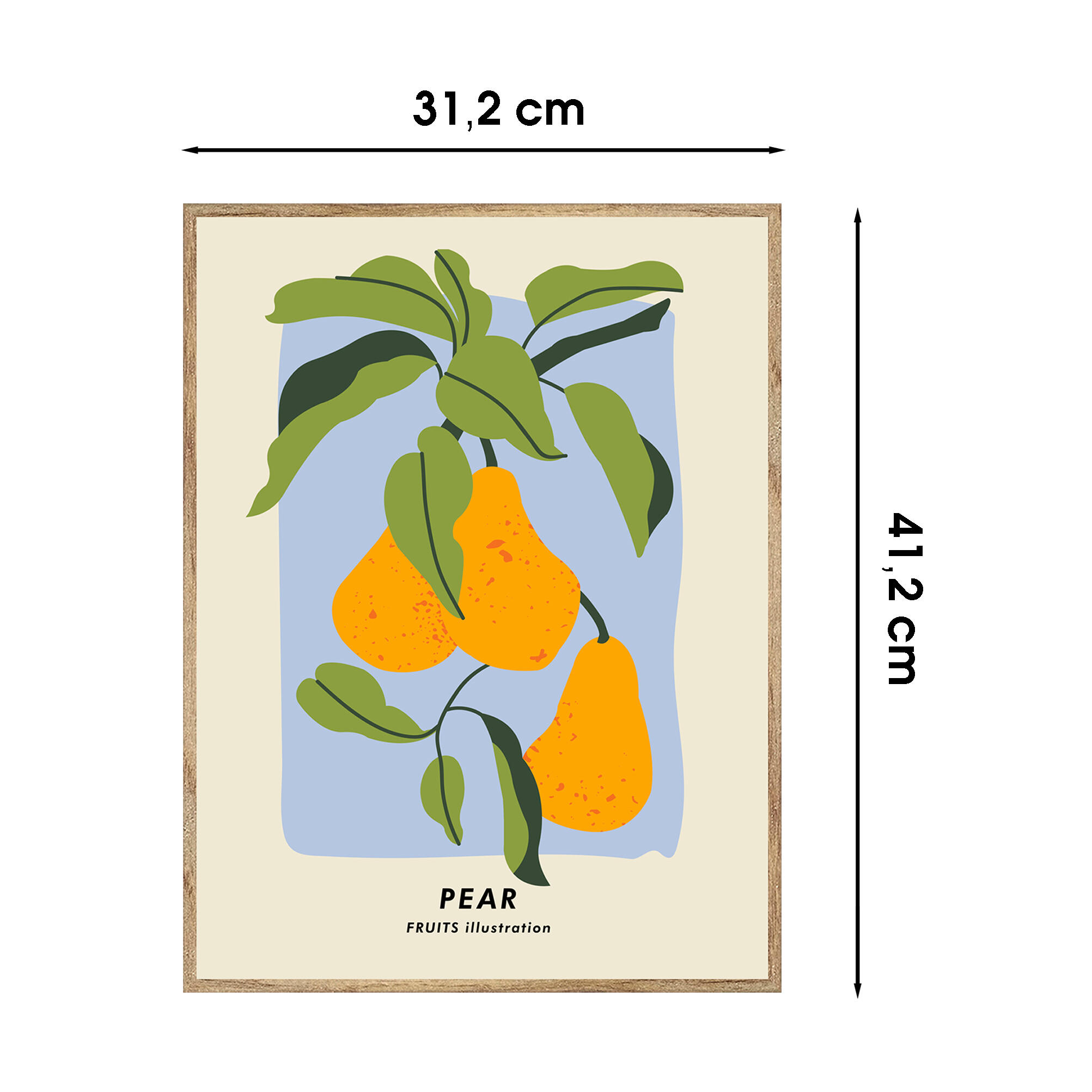 Cuadro con marco Pear Fondo Azul 31 cm x 41 cm - 3