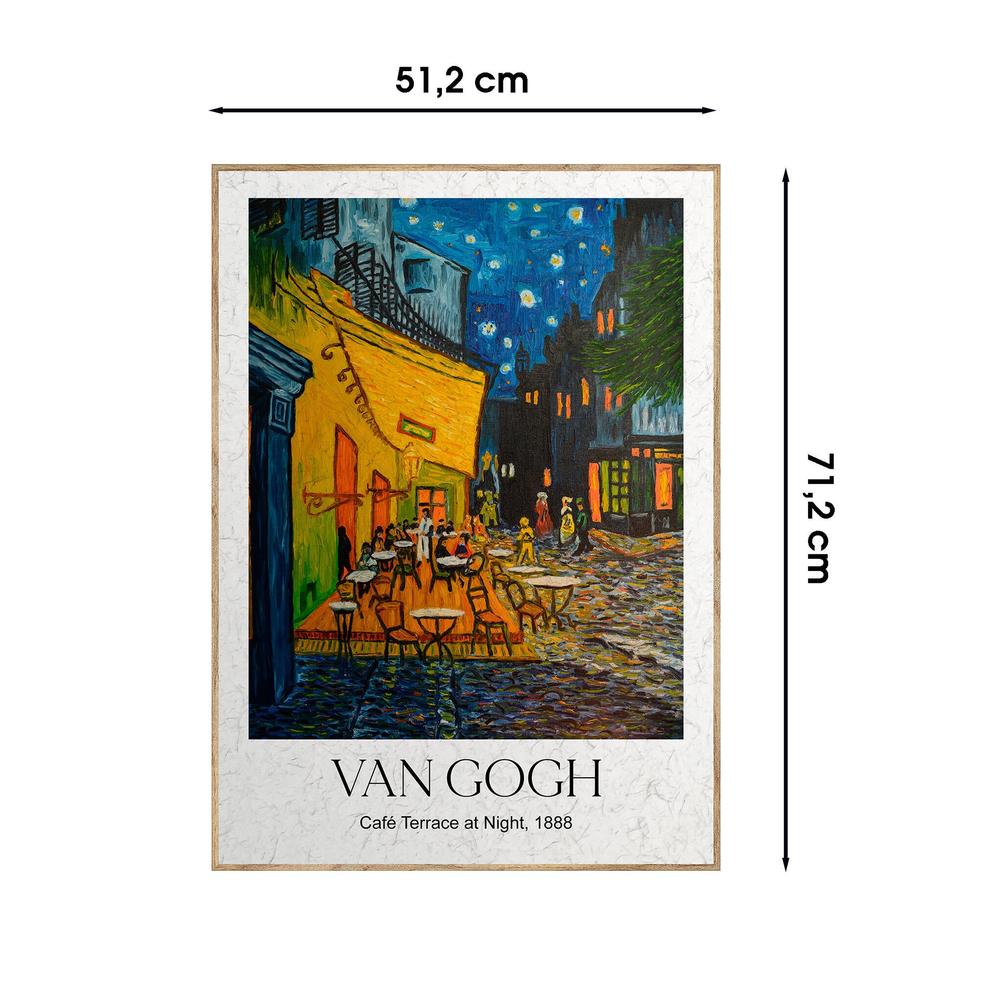 Cuadro pintura impresa enmarcada Urban City rectangular de 50 x 70 cm. MDF Van Gogh Calle multicolor. Marco color Haya - 3