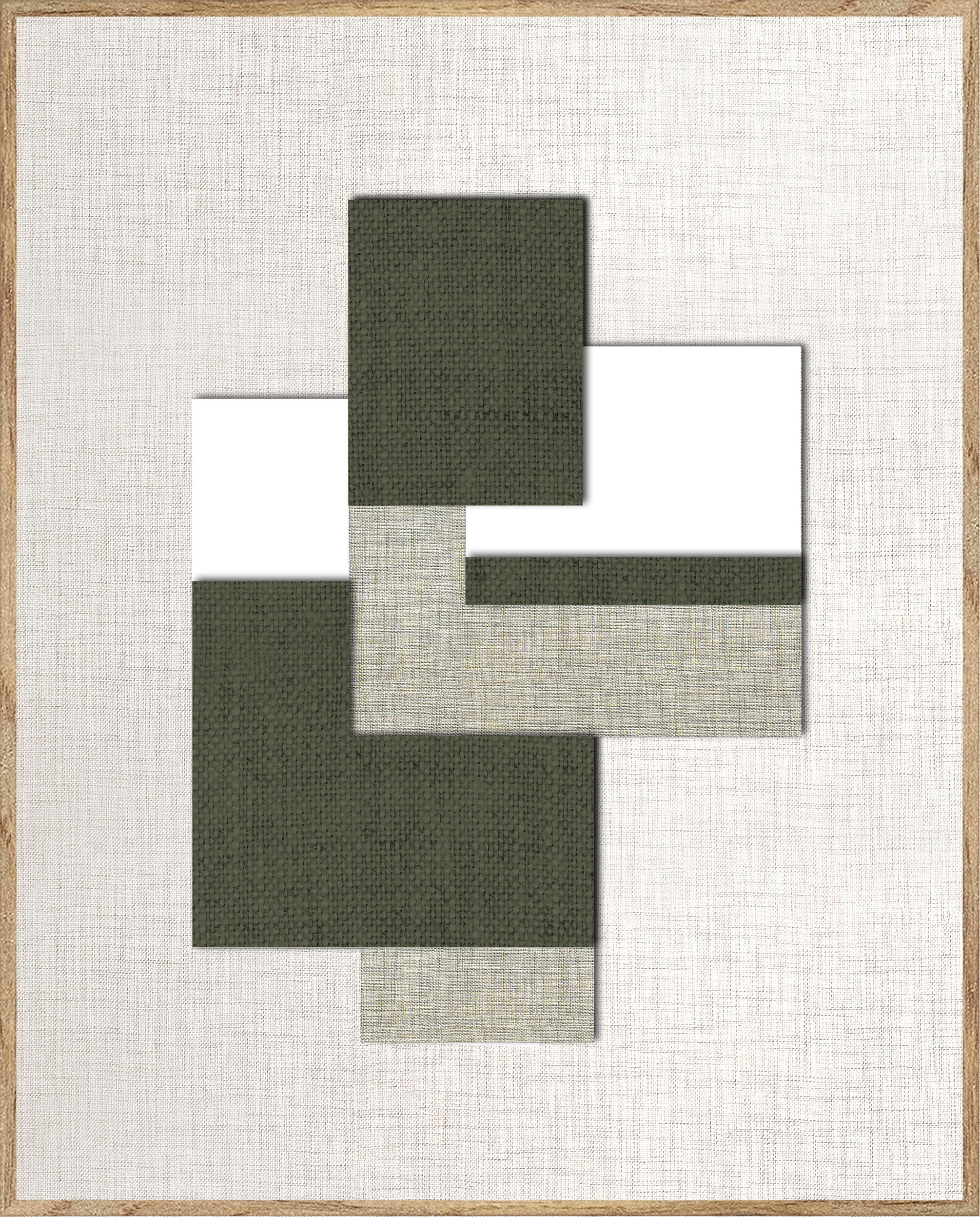 Cuadro pintura impresa enmarcada Abstracto rectangular de 51 x 71 cm. MDF Redondo verdes y grises. Marco color Haya - 2