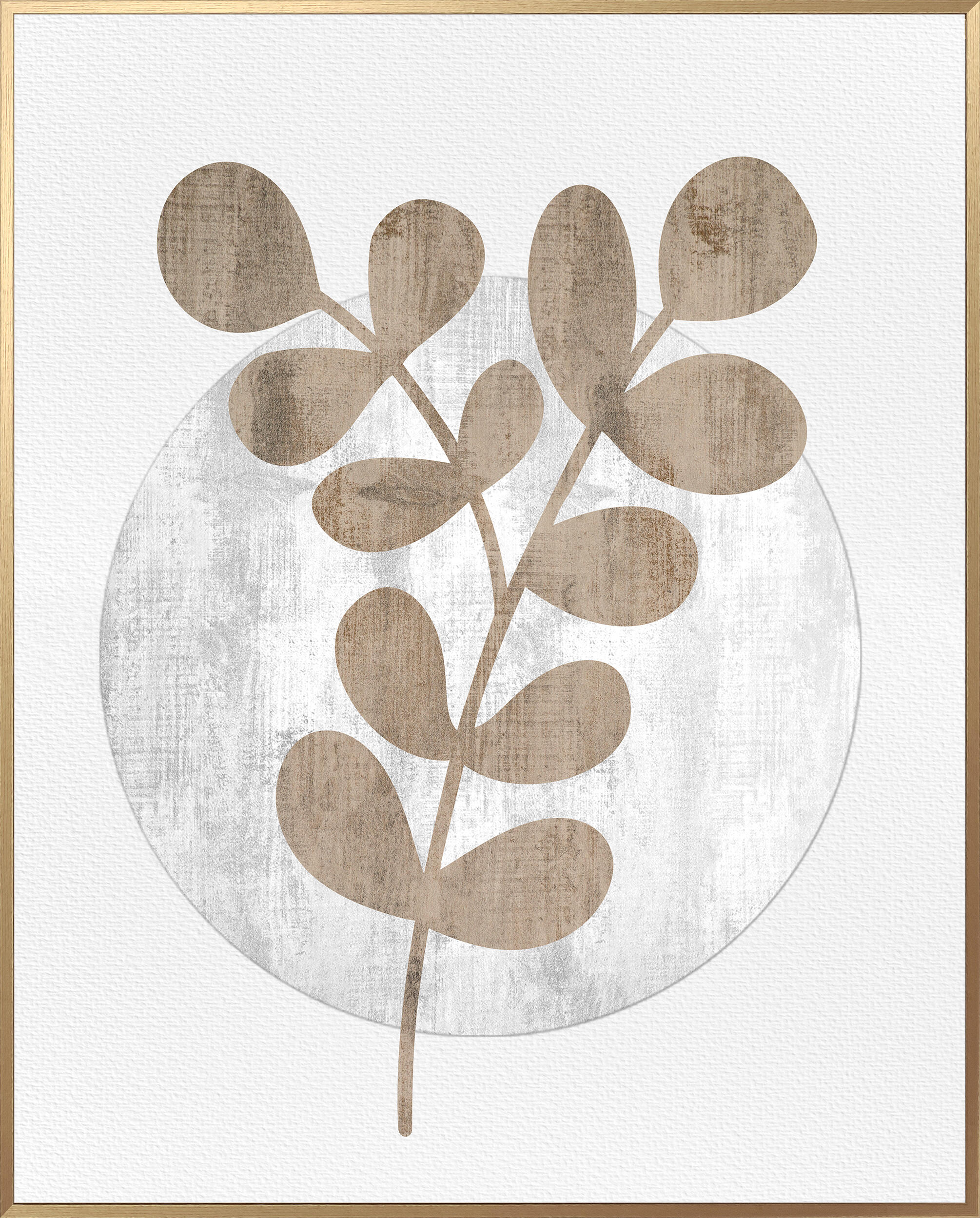 Cuadro objeto decorativo enmarcado Botánica rectangular de 40 x 50 cm. MDF Hojas Redondas harry madera. Marco color Dorado - 2