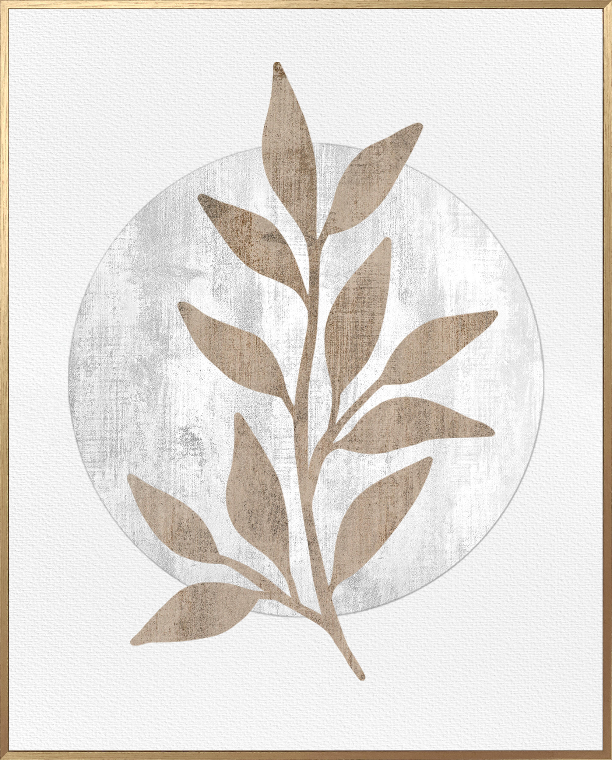 Cuadro objeto decorativo enmarcado Botánica rectangular de 40 x 50 cm. MDF Hojas Punta Harry madera. Marco color Dorado - 2