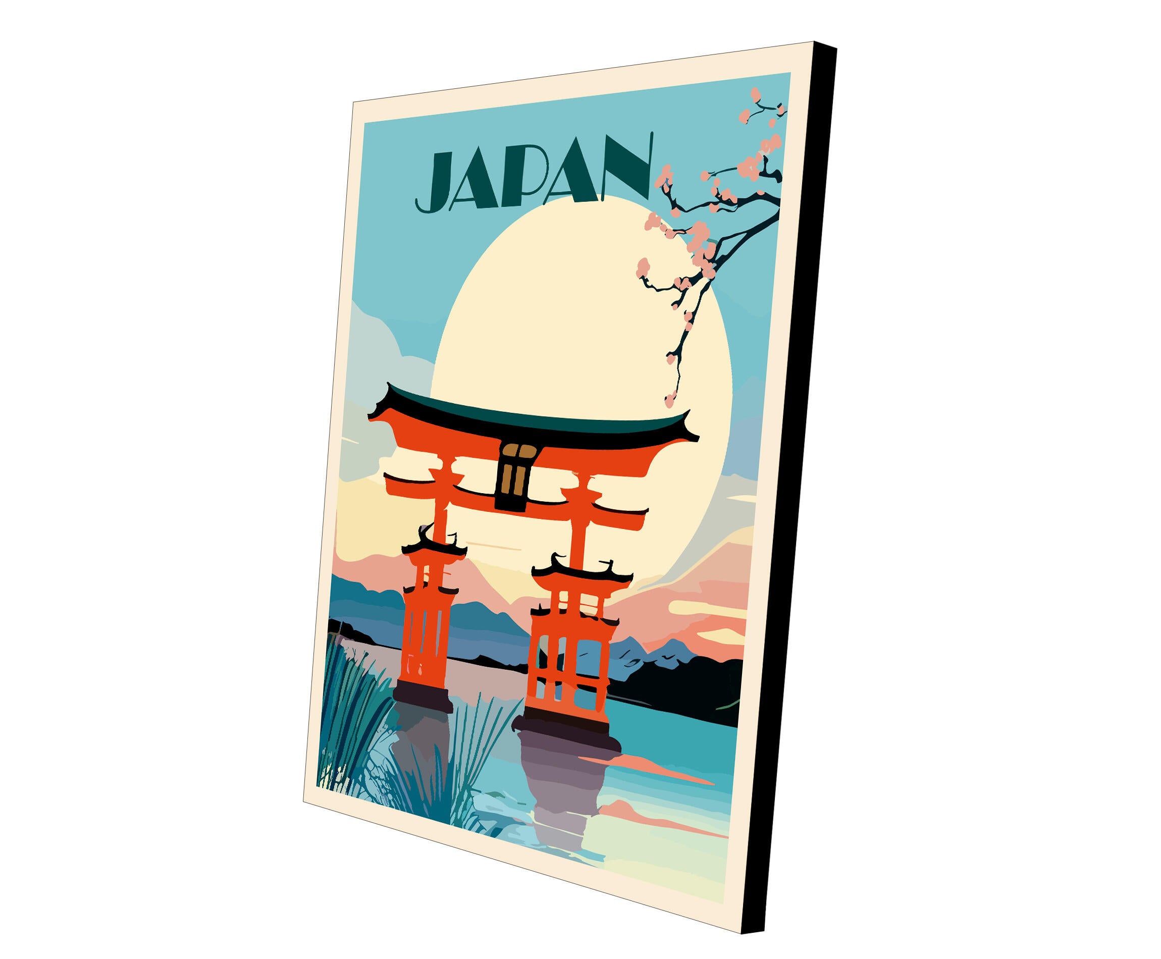 Pintura impresa sin marco Urban city rectangular de 40 x 50 cm. MDF Ciudad Japon pasteles cálidos - 5