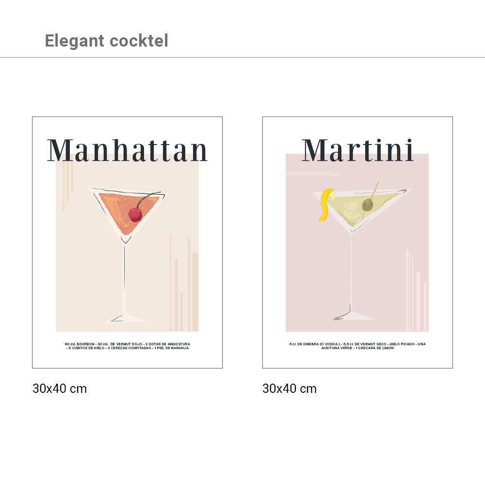 Set 2 imagens Elegant Cocktail 30x40cm - 6