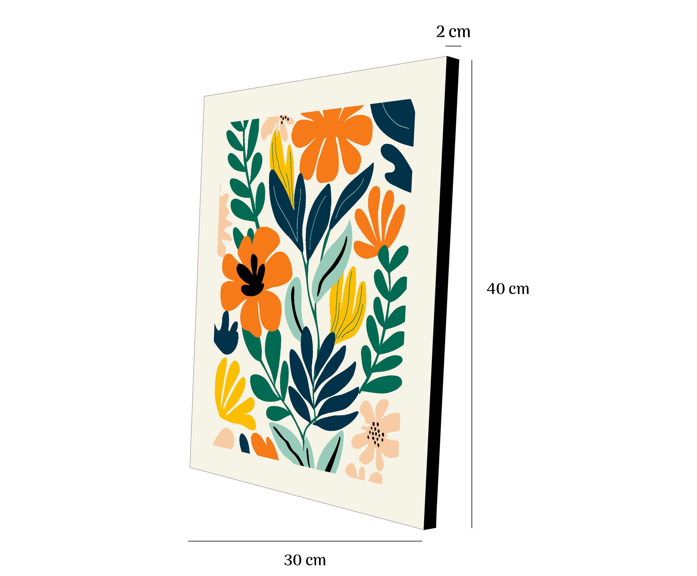 Pintura impresa sin marco Botánica rectangular de 30 x 40 cm. MDF Floral Retro pasteles cálidos - 3