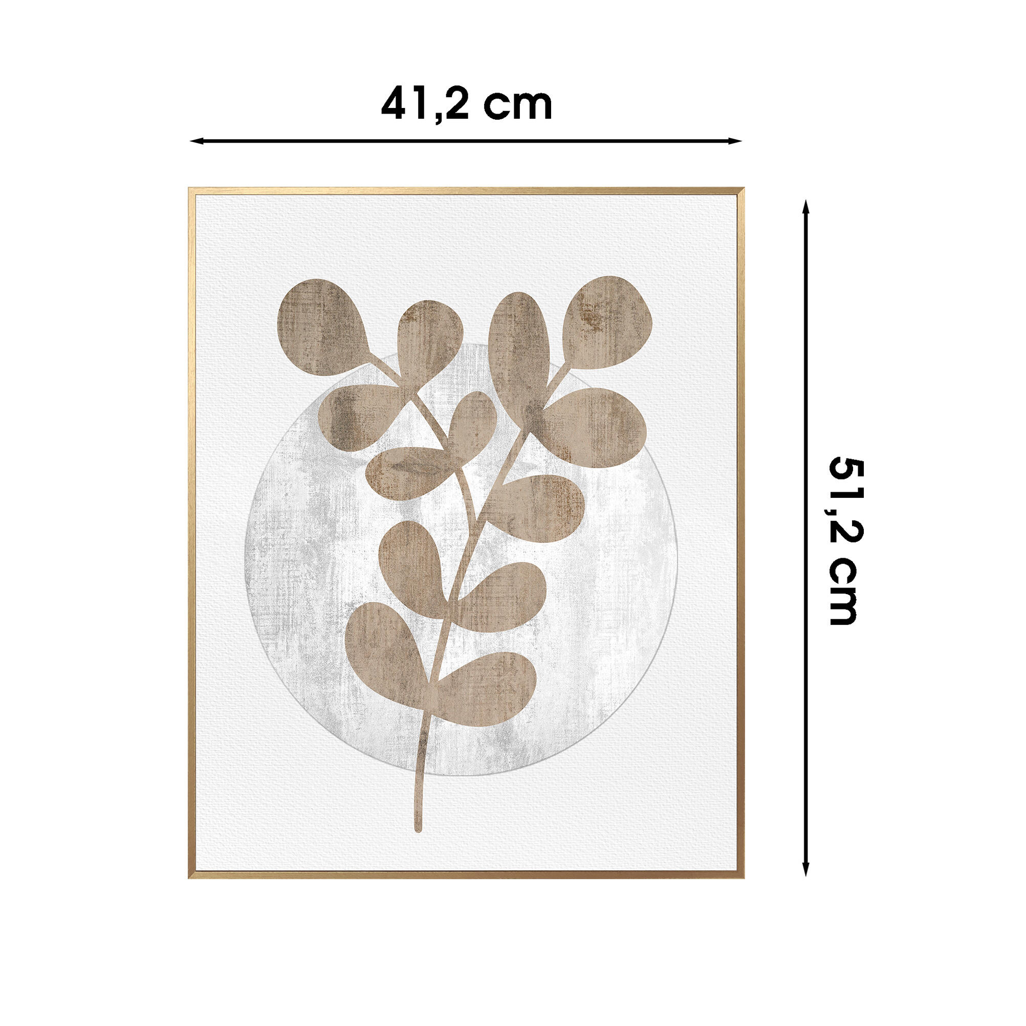 Cuadro objeto decorativo enmarcado Botánica rectangular de 40 x 50 cm. MDF Hojas Redondas harry madera. Marco color Dorado - 3