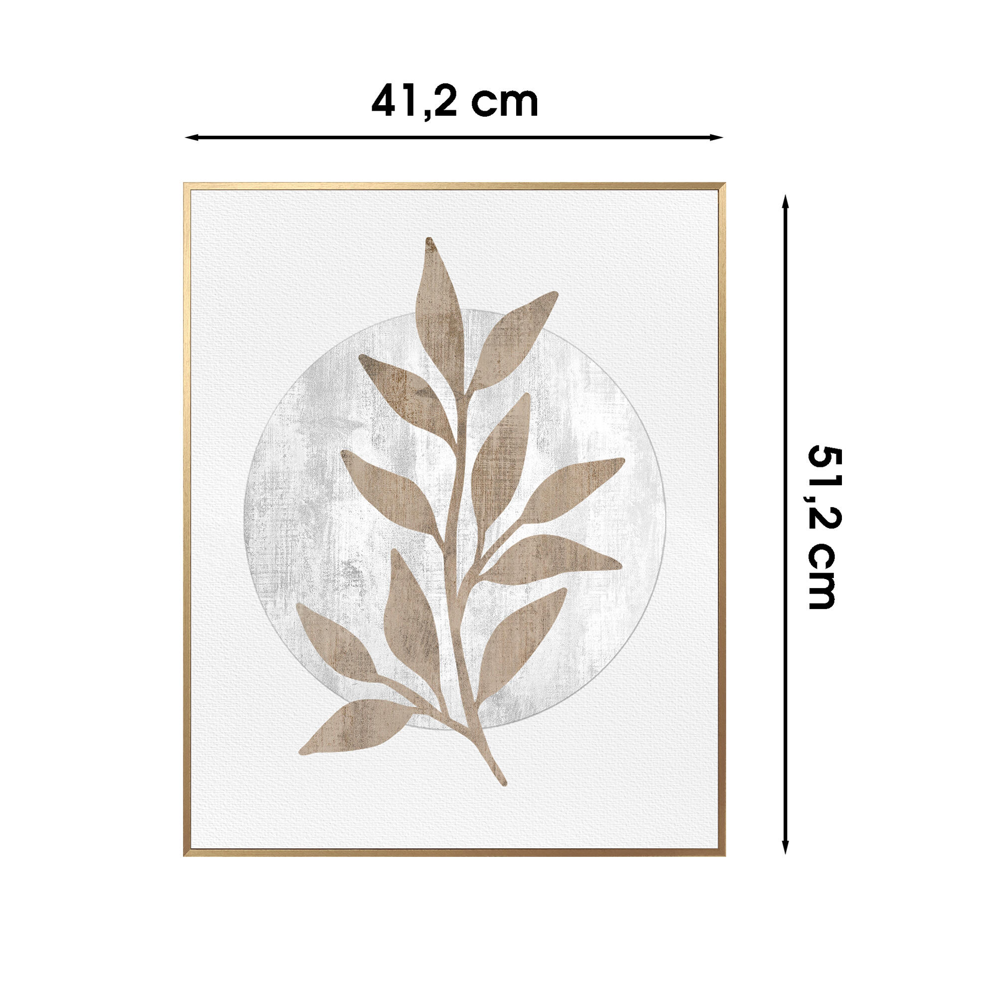 Cuadro objeto decorativo enmarcado Botánica rectangular de 40 x 50 cm. MDF Hojas Punta Harry madera. Marco color Dorado - 3