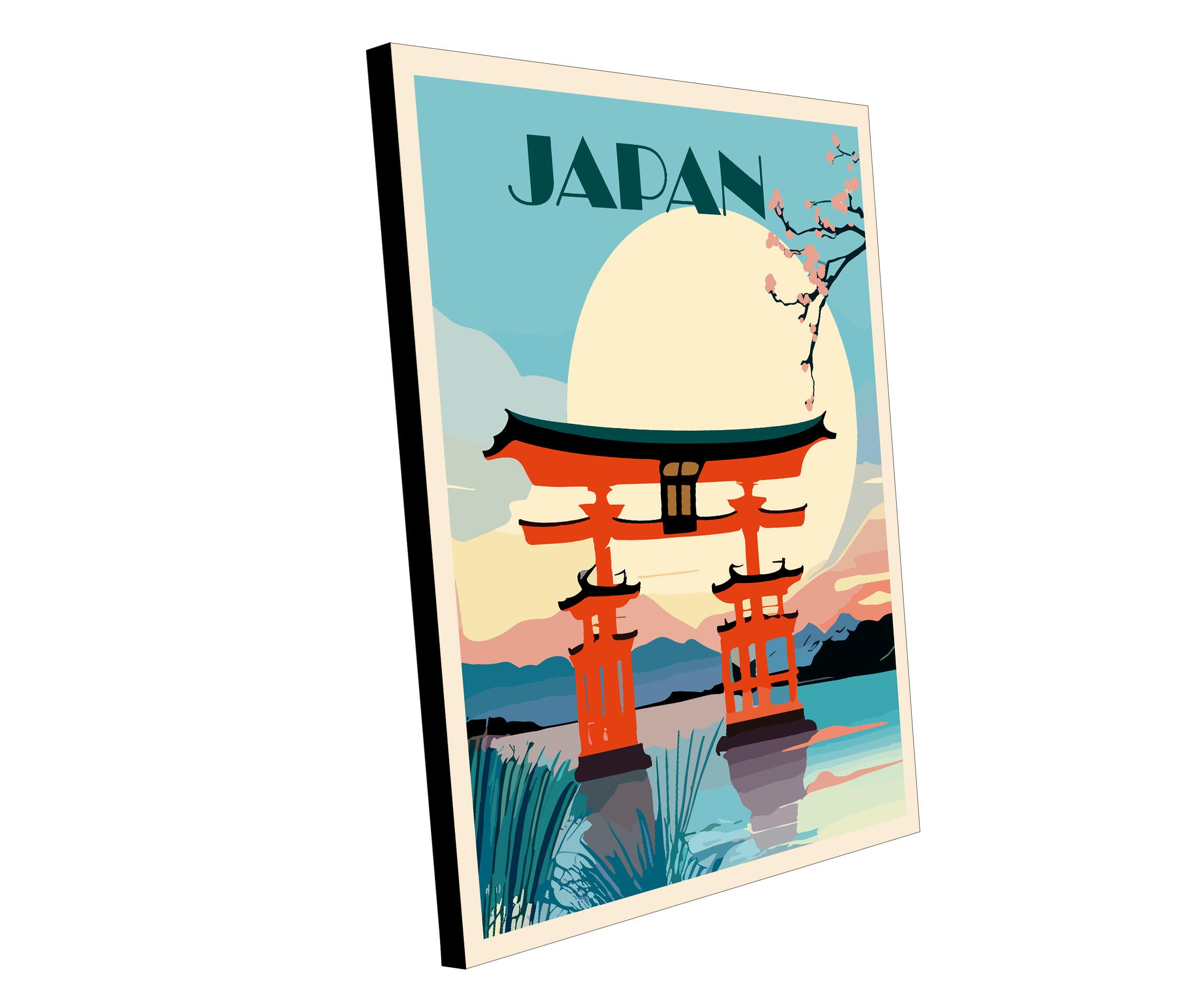 Pintura impresa sin marco Urban city rectangular de 40 x 50 cm. MDF Ciudad Japon pasteles cálidos - 4