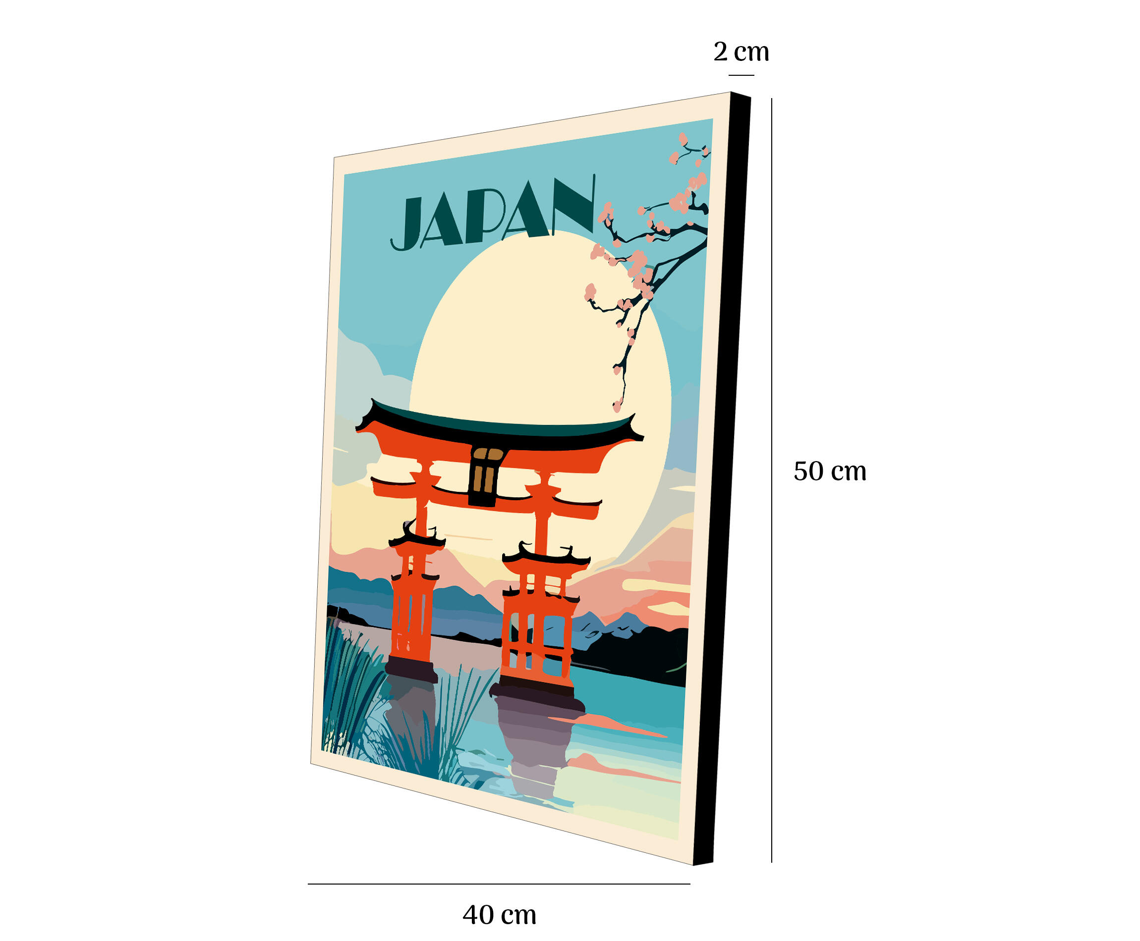 Pintura impresa sin marco Urban city rectangular de 40 x 50 cm. MDF Ciudad Japon pasteles cálidos - 3