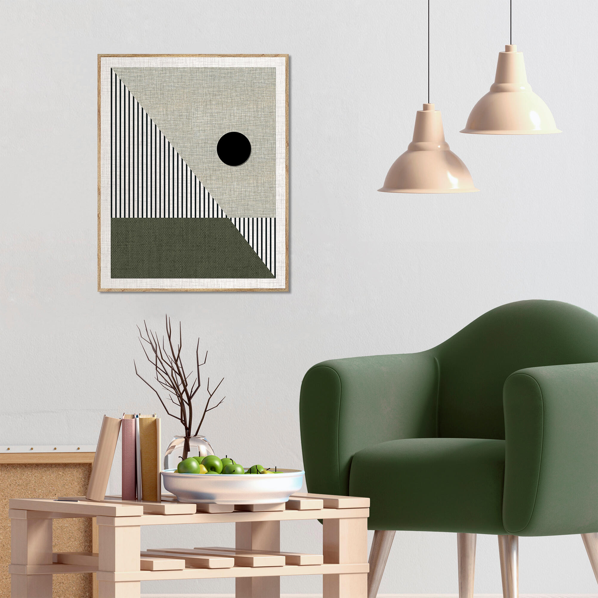 Quadro com moldura Deco Line Abstrato geo 40x50 cm faia - 2