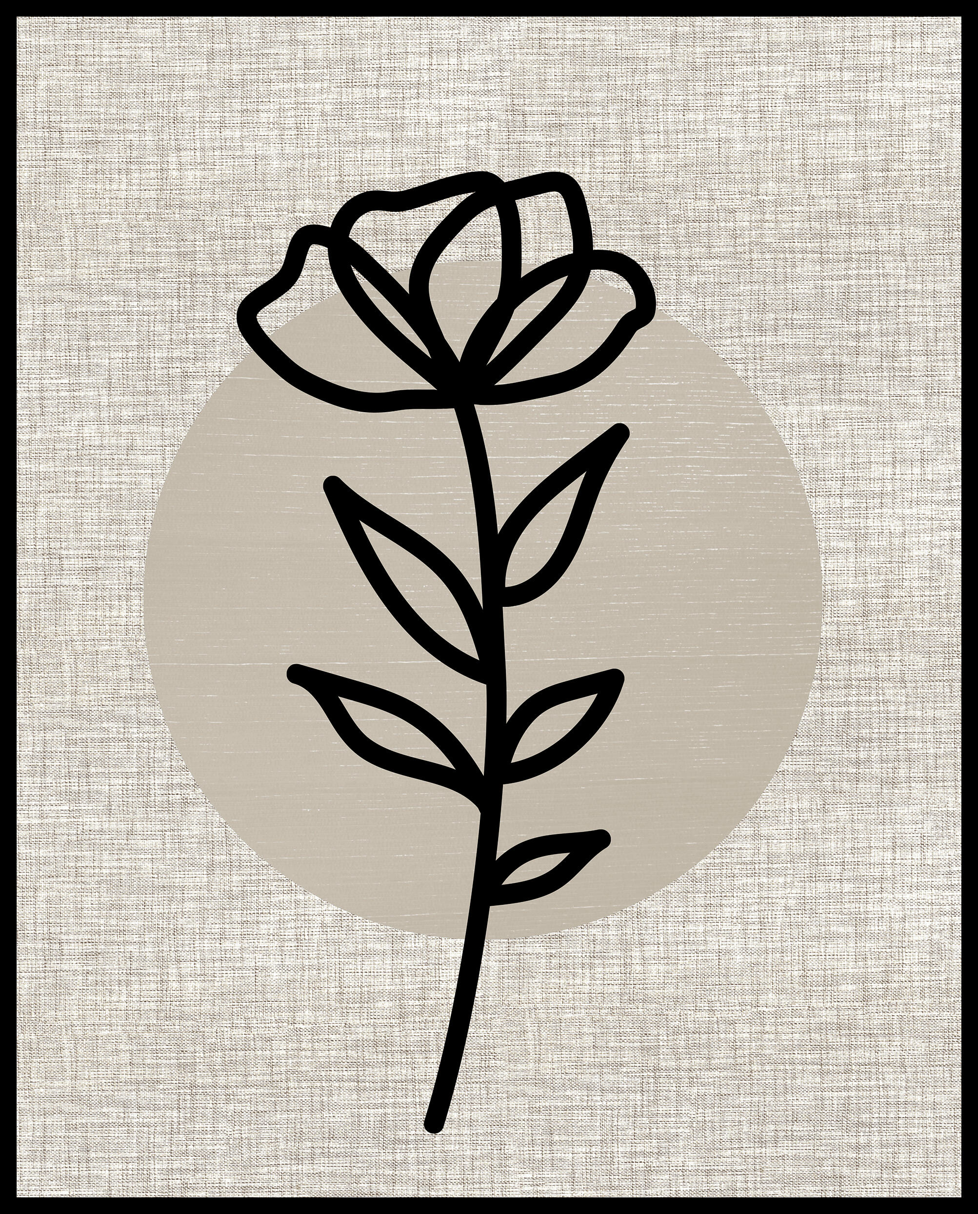 Cuadro con marco Silueta Flor Negra 41 cm x 51 cm - 2