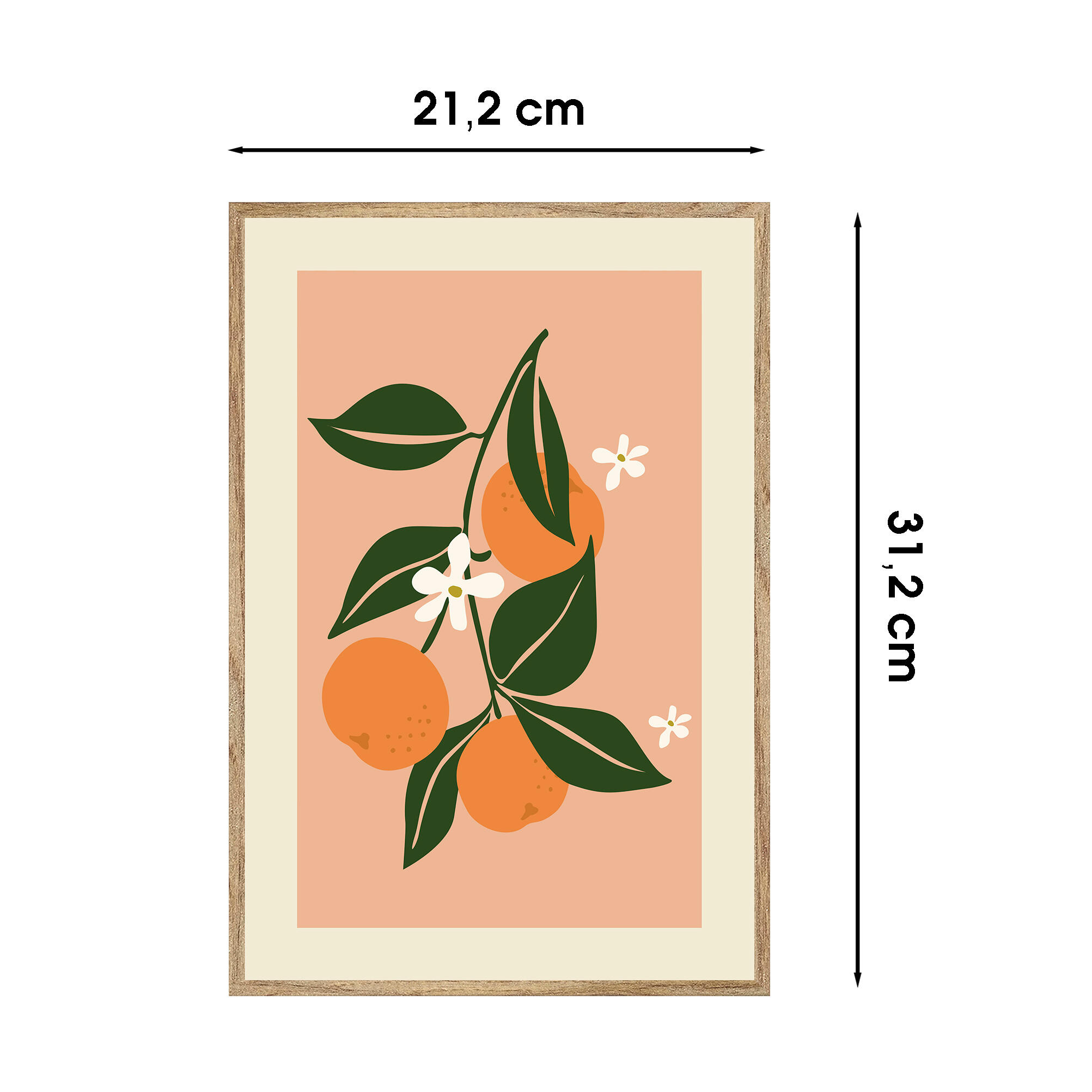 Cuadro con marco 3 Naranjas 21 cm x 31 cm - 2