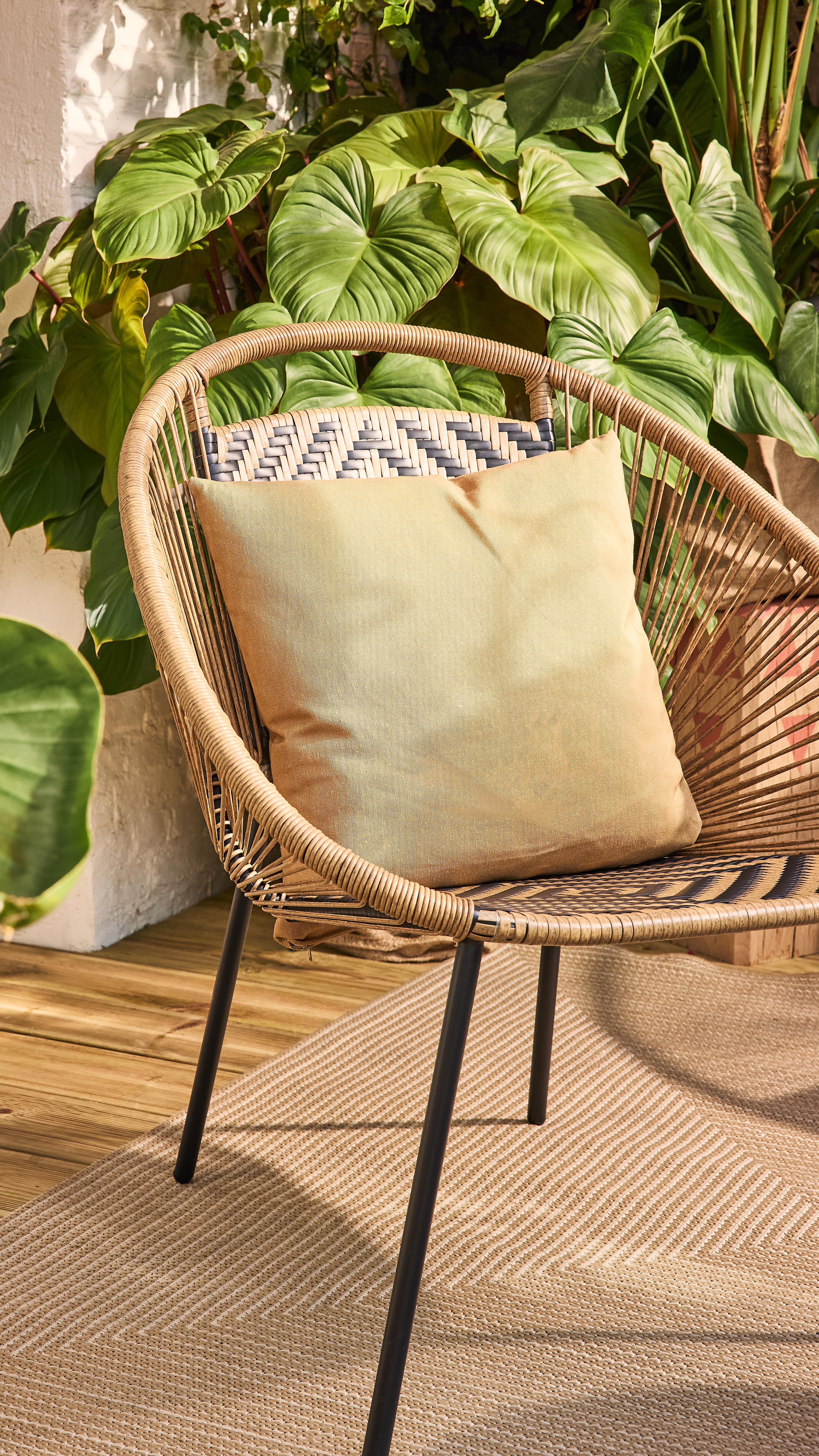 Fauteuil Bohème tressé nature et noir - 3