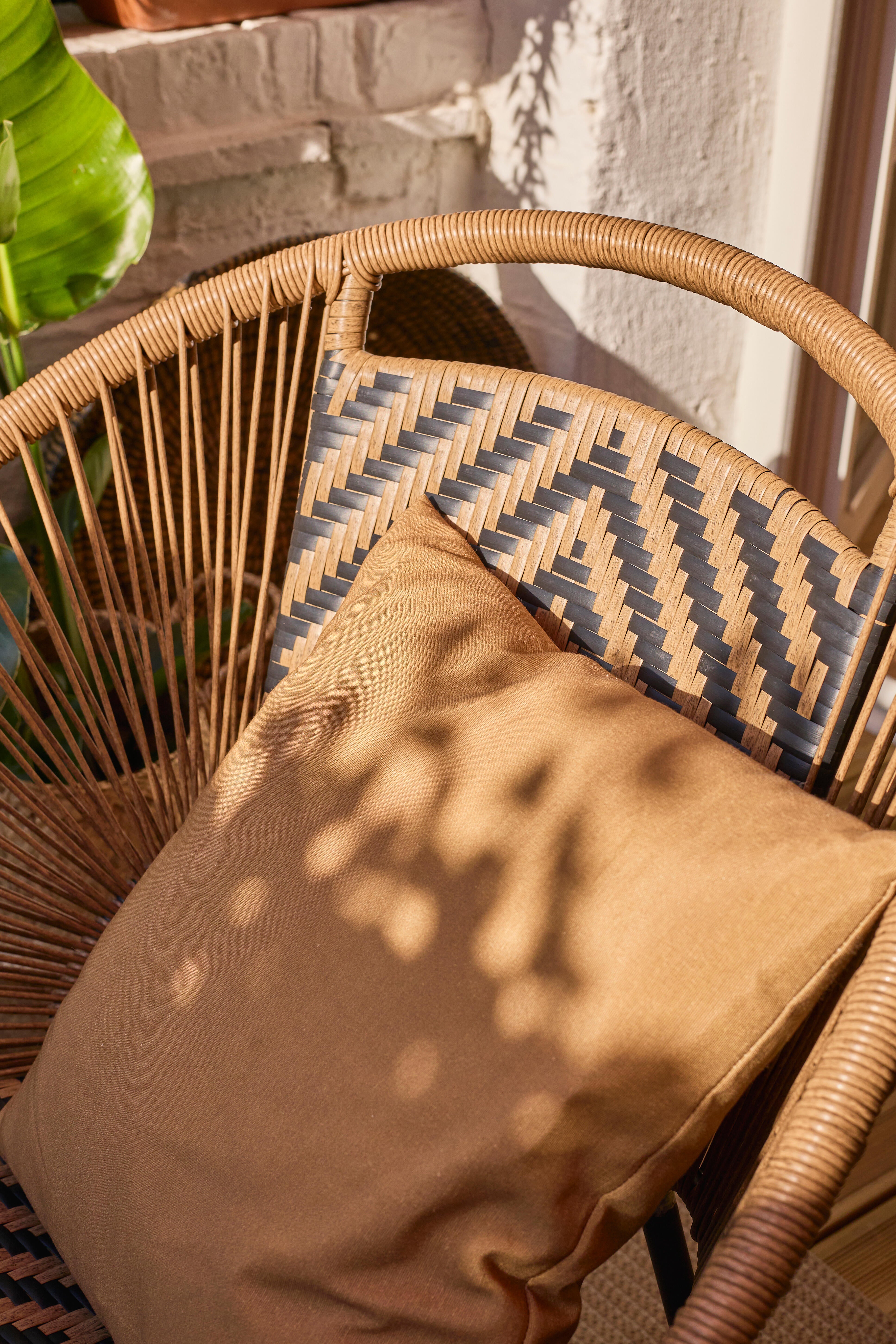 Fauteuil Bohème tressé nature et noir - 8