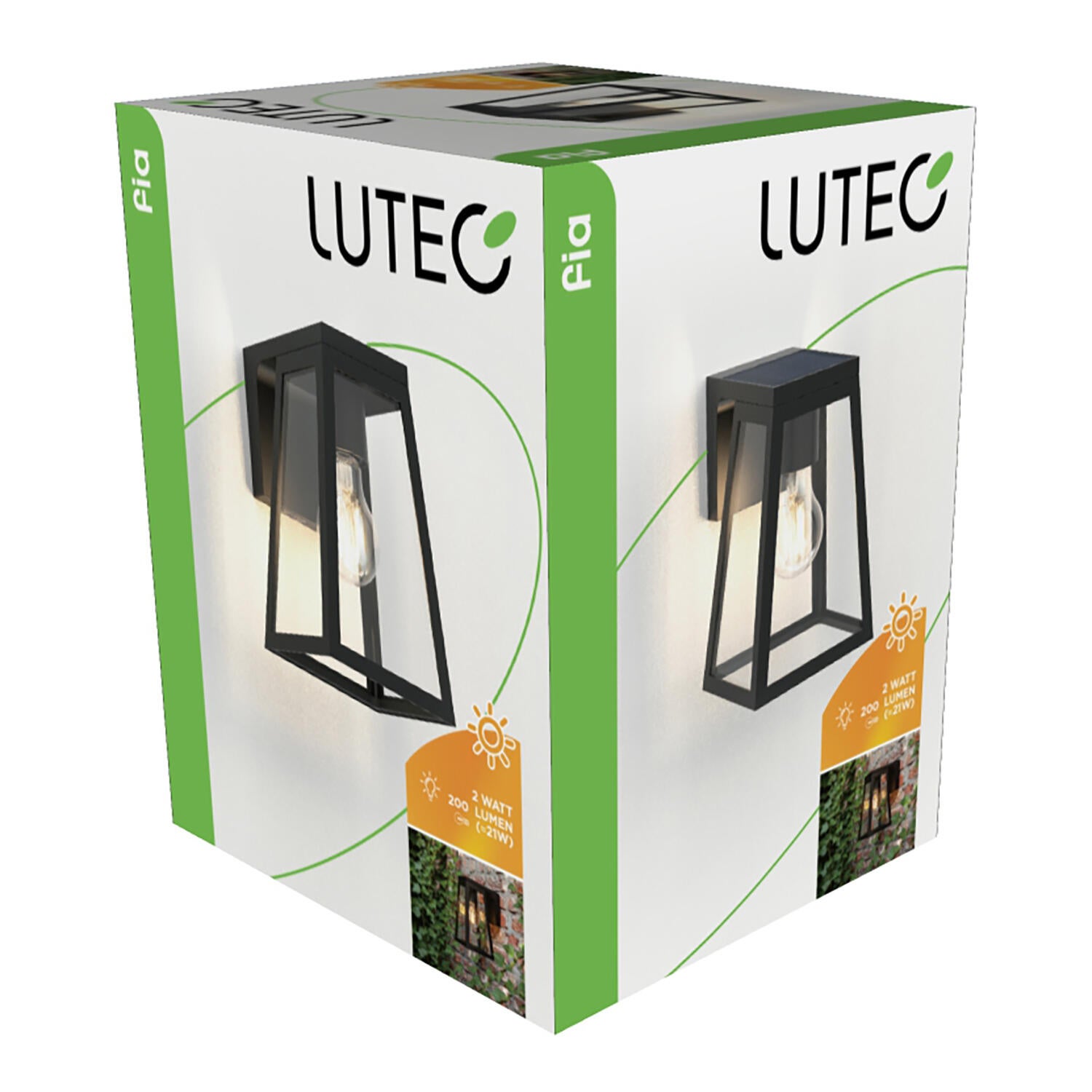 Aplique solar exterior luz LED 2700K luz cálida 200 lúmenes Fia LUTEC aluminio negro con detector de movimiento y sensor crepuscular IP44 10hrs aprox. con carga llena - 8