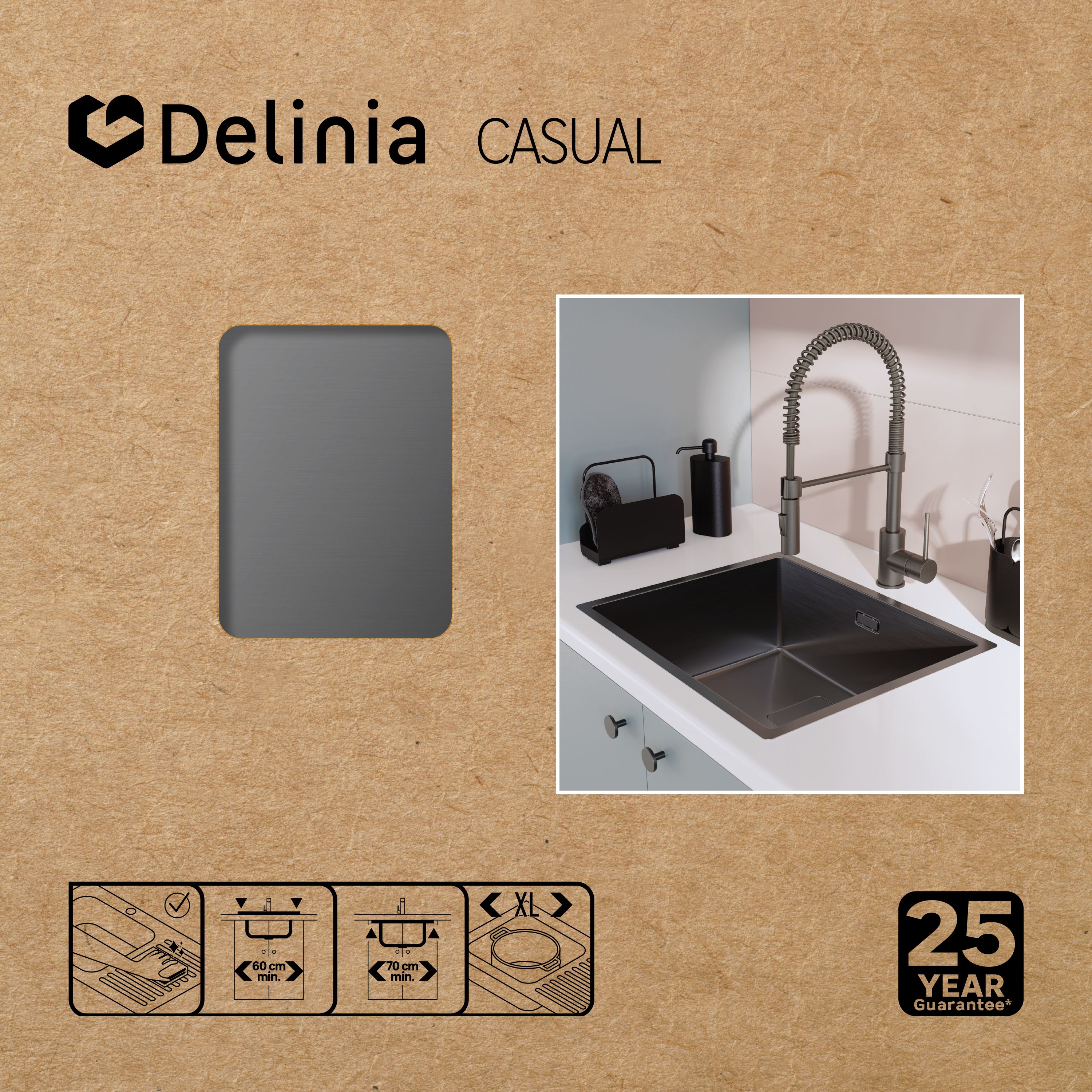 Torneira de bancada cinza cromado Delinia Oly - 2
