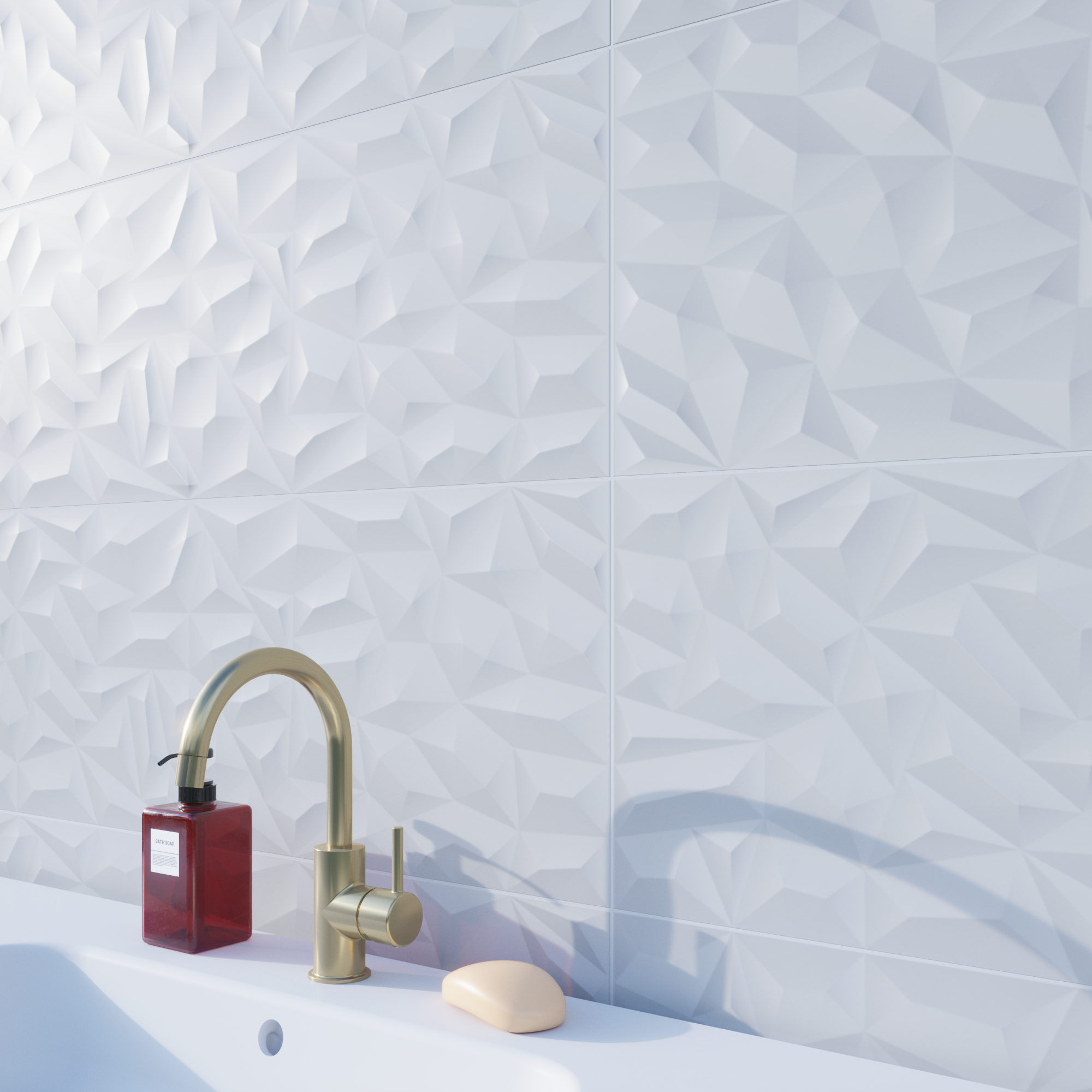 Carrelage mur intérieur effet origami blanc mat Arctic  l.30 x L.90 cm ARTENS - 2