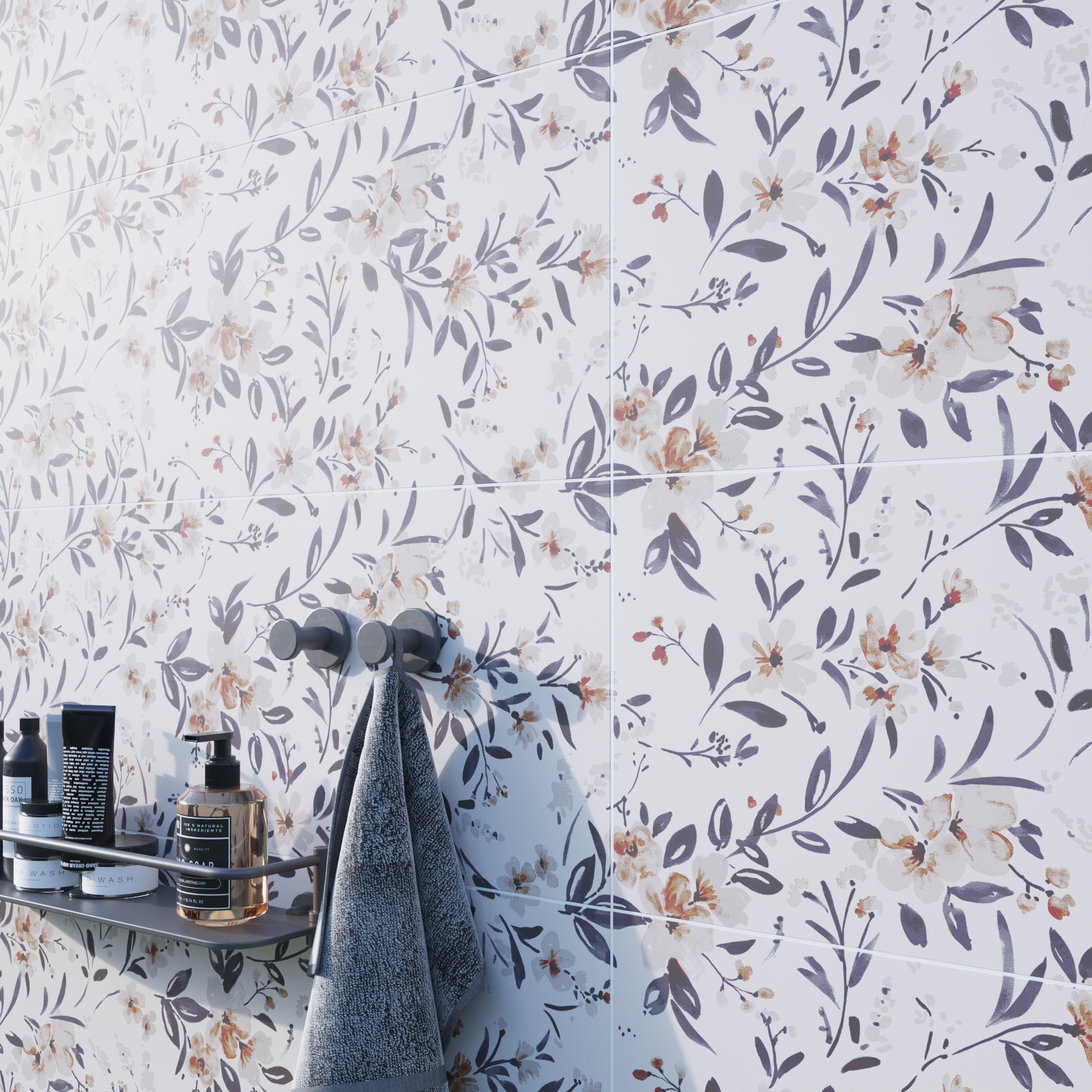 Azulejo arctic efecto papel pintado blanco 2d mate 30x90 cm artens