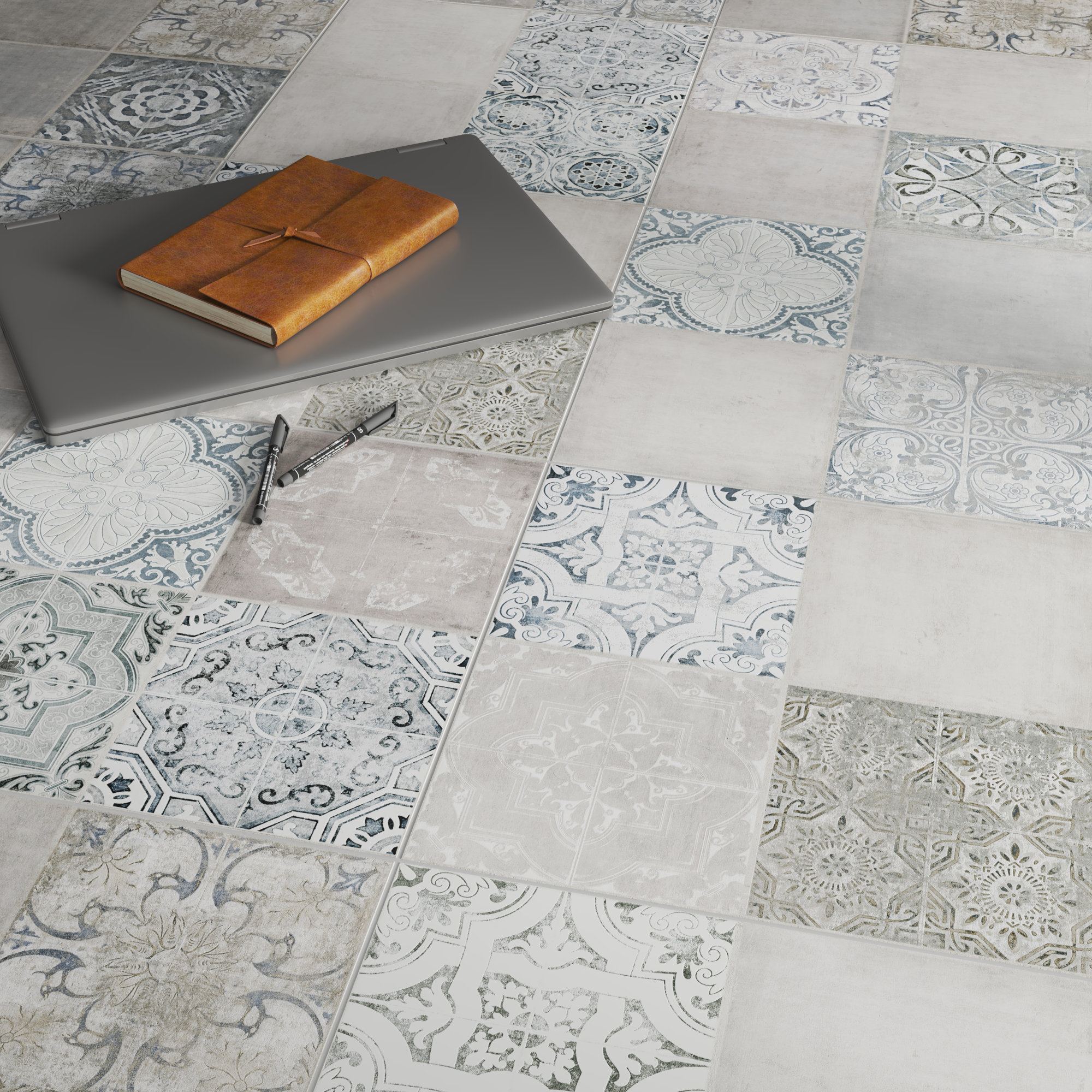 Suelo/azulejo cerámico alcazar efecto cemento gris claro 45x45 cm c1 artens