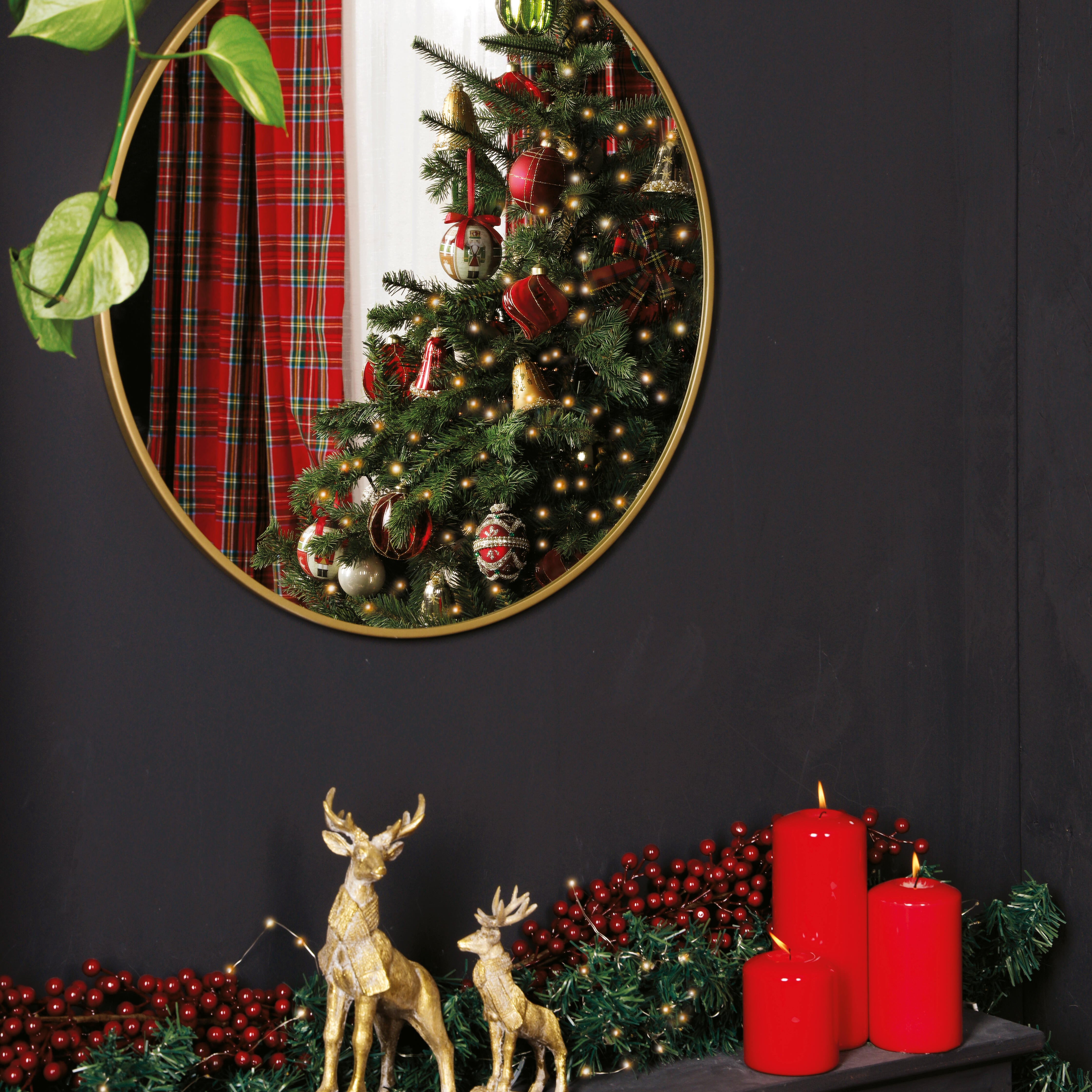 Espelho com moldura redondo  D60 cm dourado Bria Inspire - 11