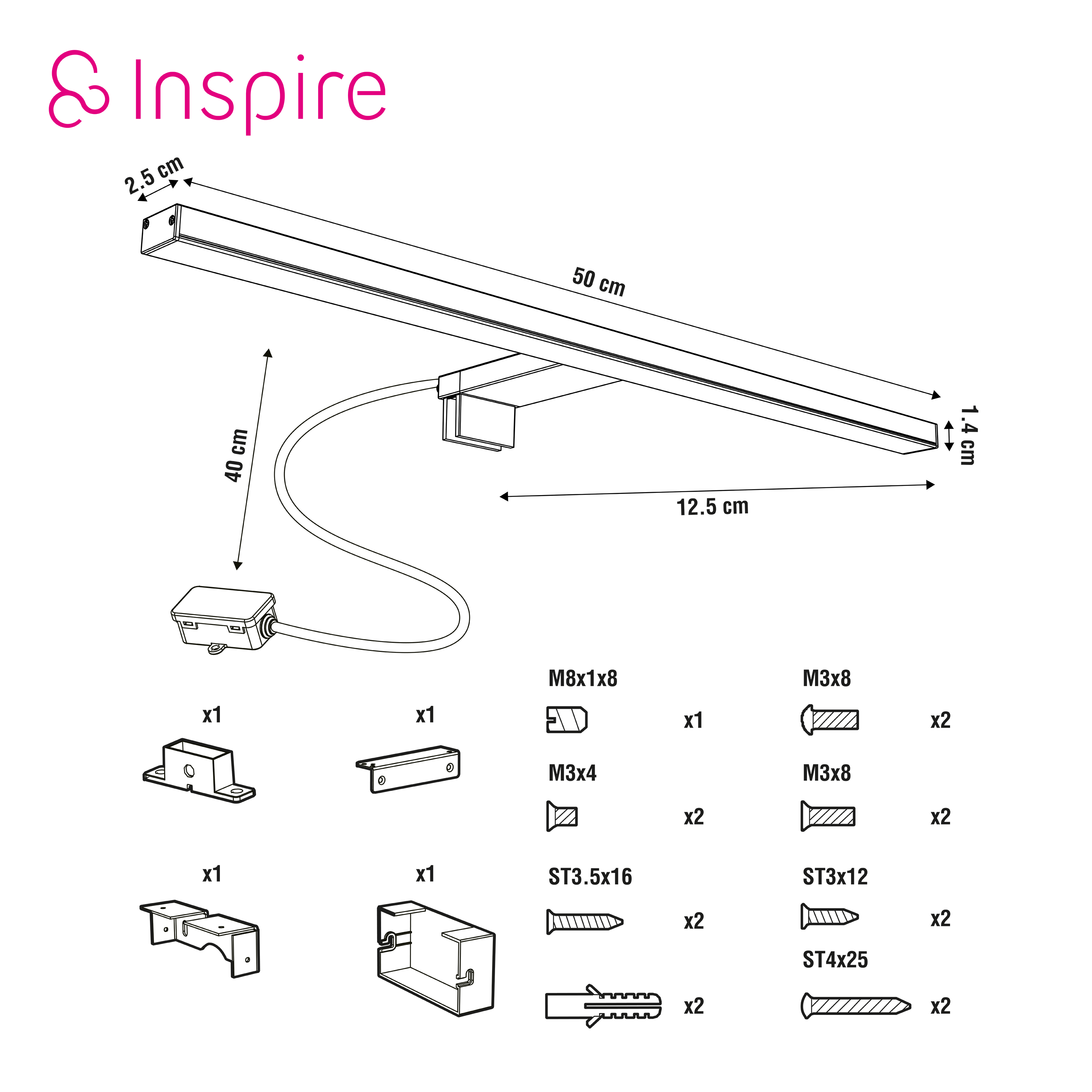 Kinkiet Slim biały 50 cm IP44 LED Inspire - 5