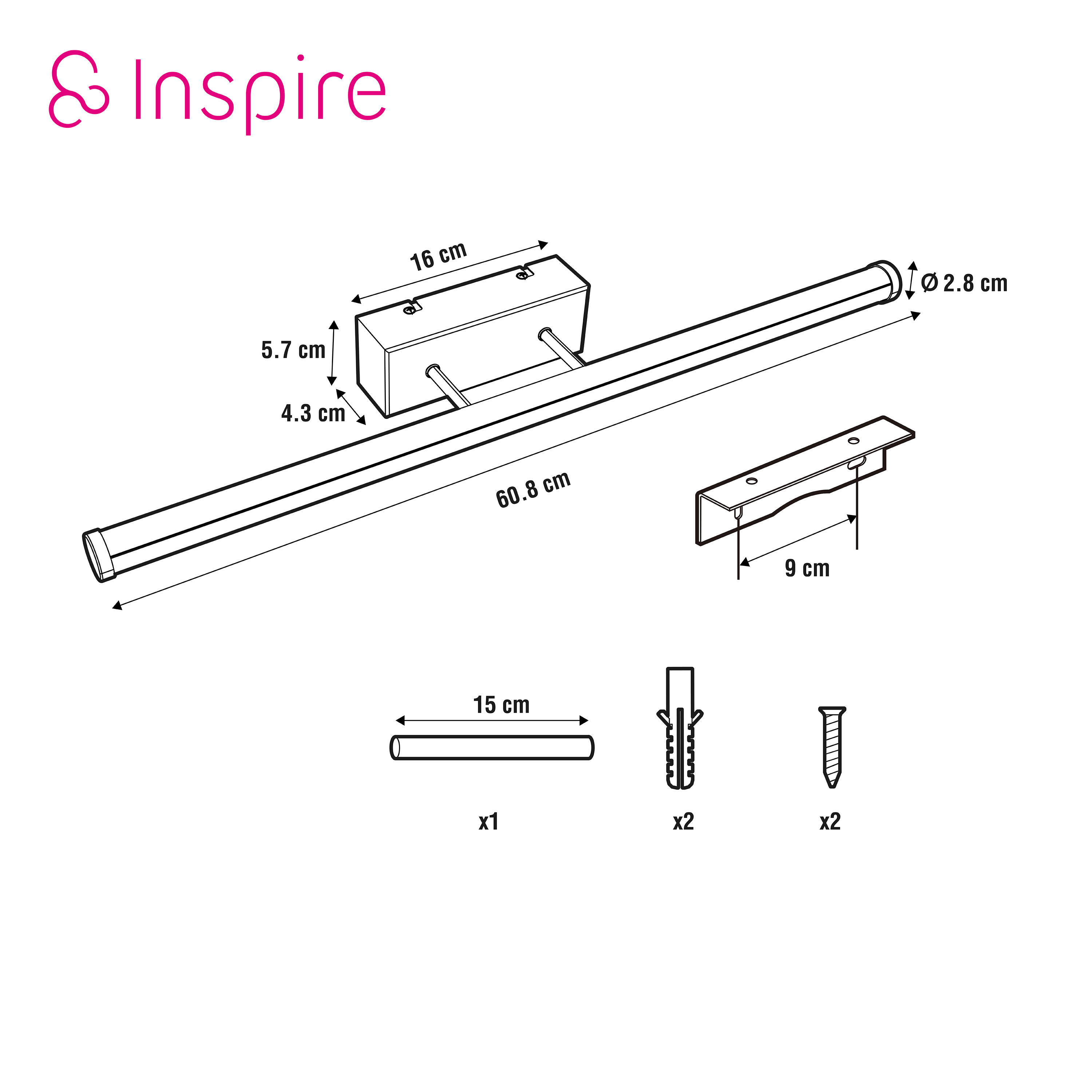 Applique LED salle de bain Gabri, L.60,8 cm blanc chaud / neutre, laiton INSPIRE - 6