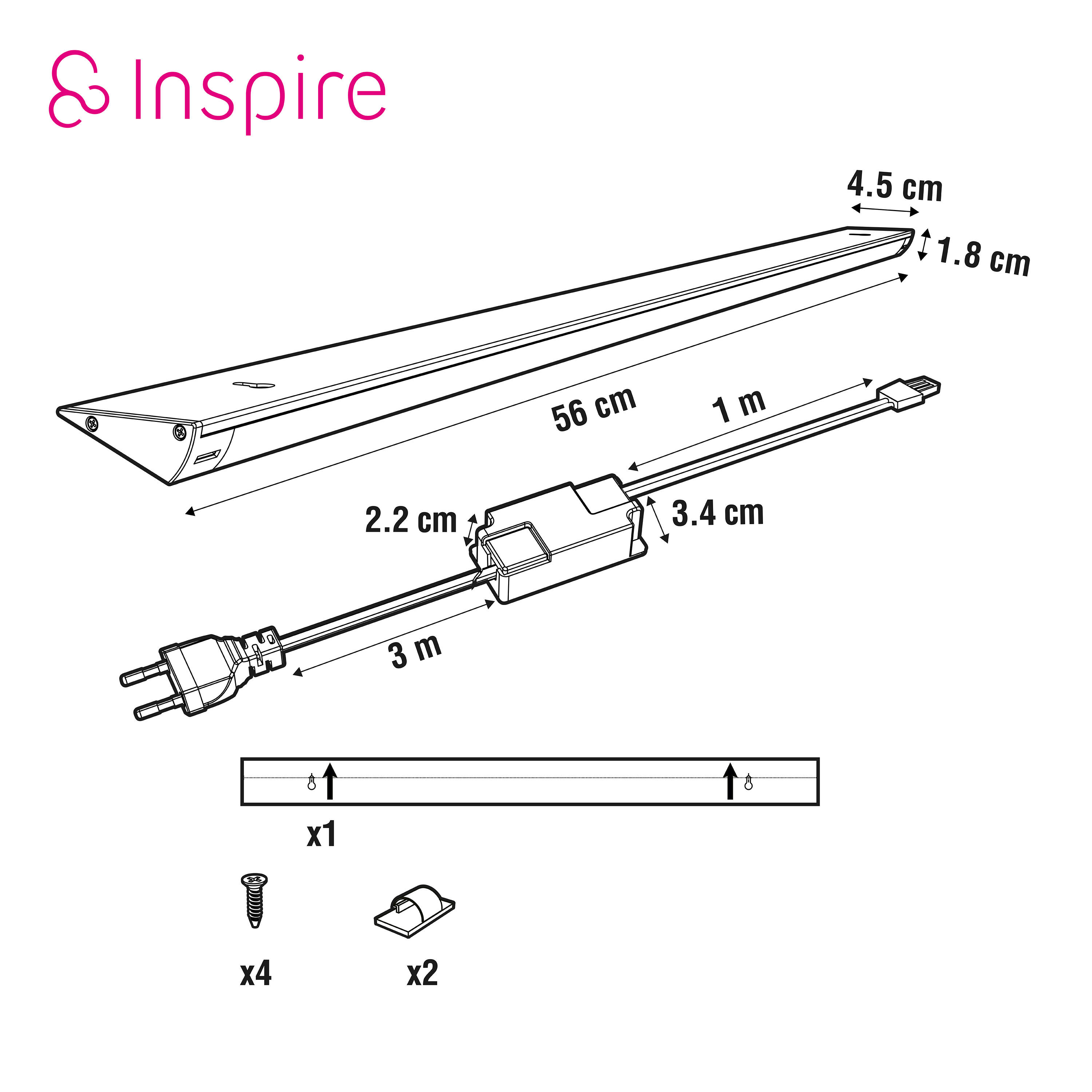 Réglette dessous de meuble LED Malo L.56 cm détection main, blanc neutre INSPIRE - 7