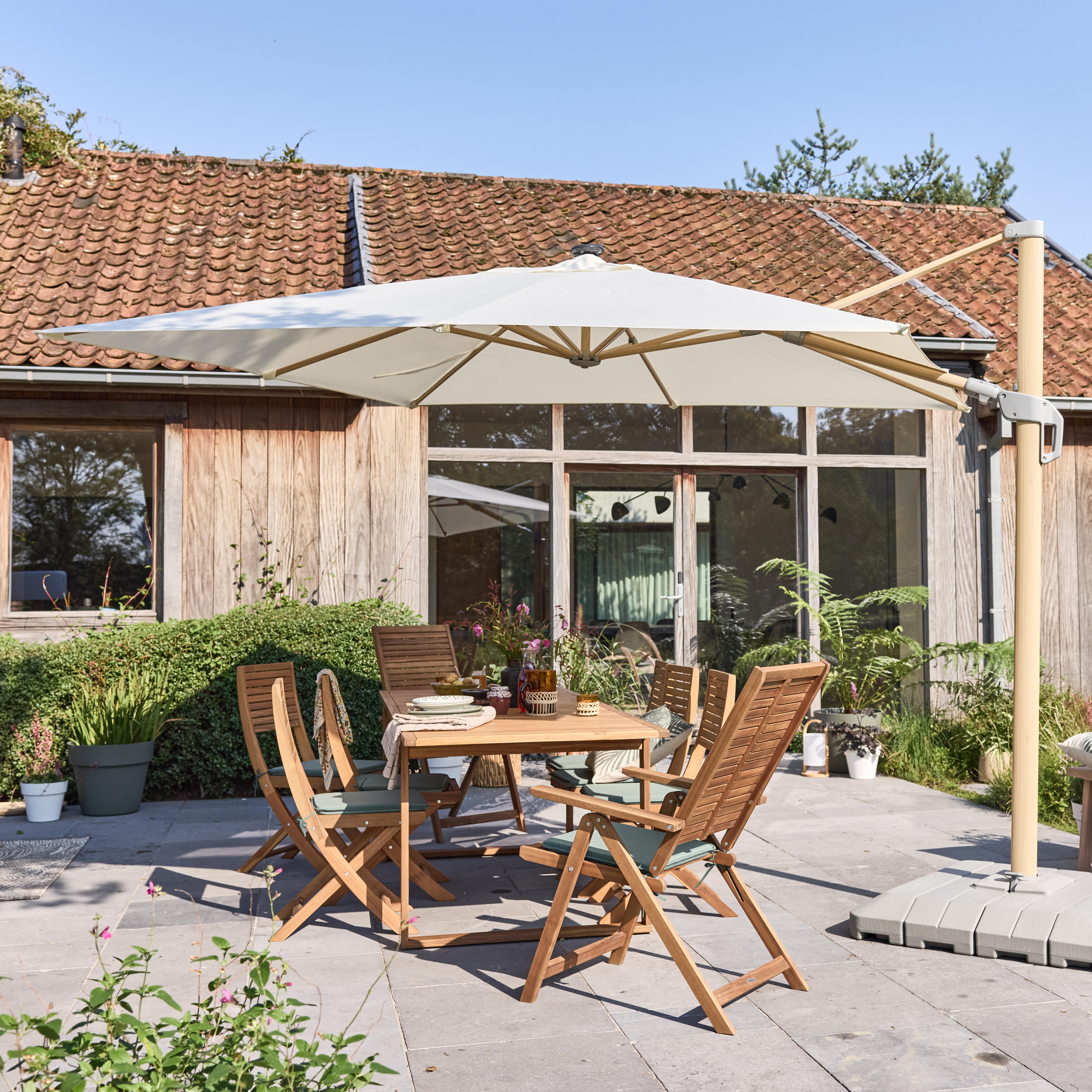 Parasol déporté carré blanc Sonora NATERIAL L.288 x l.288 cm - 2