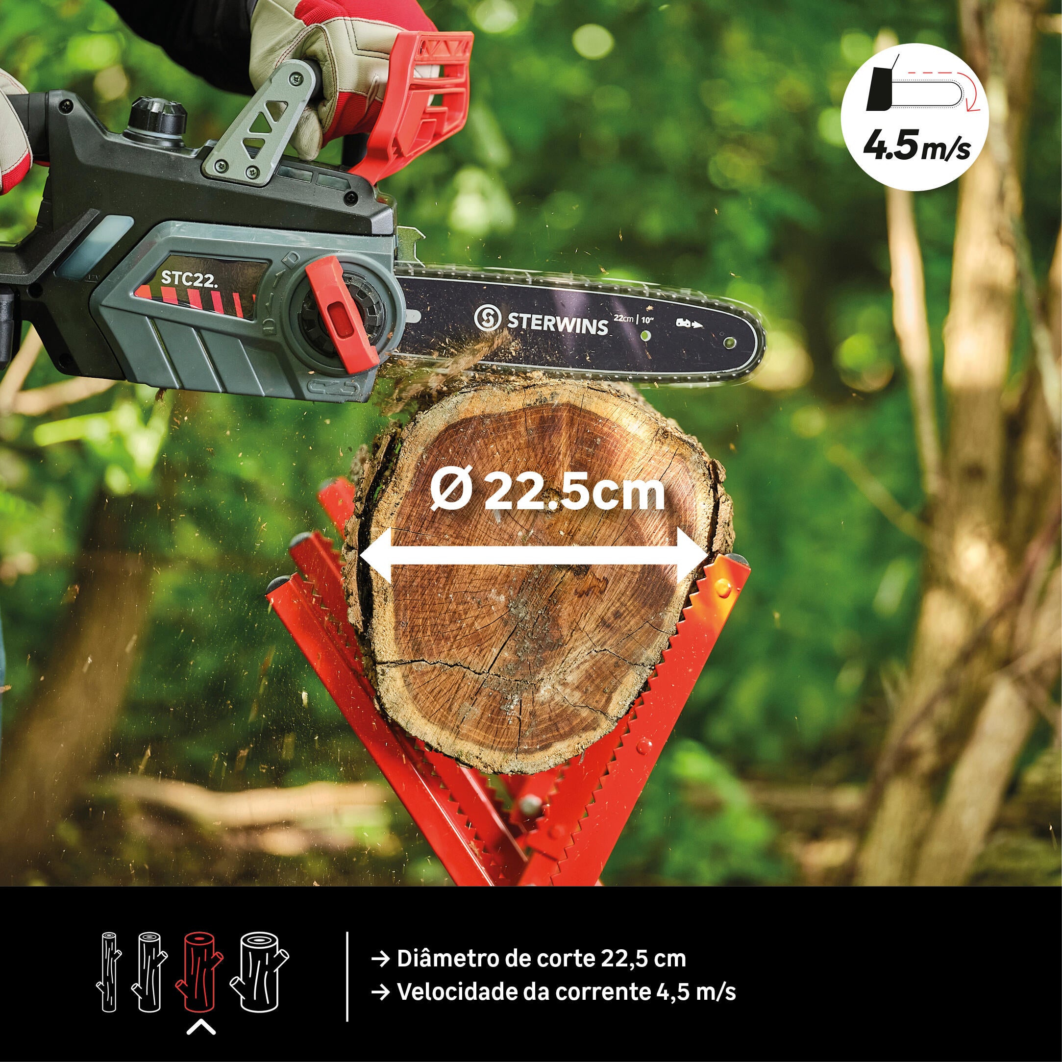 Motoserra a bateria Sterwins 18v 22,5cm sem bateria - 2