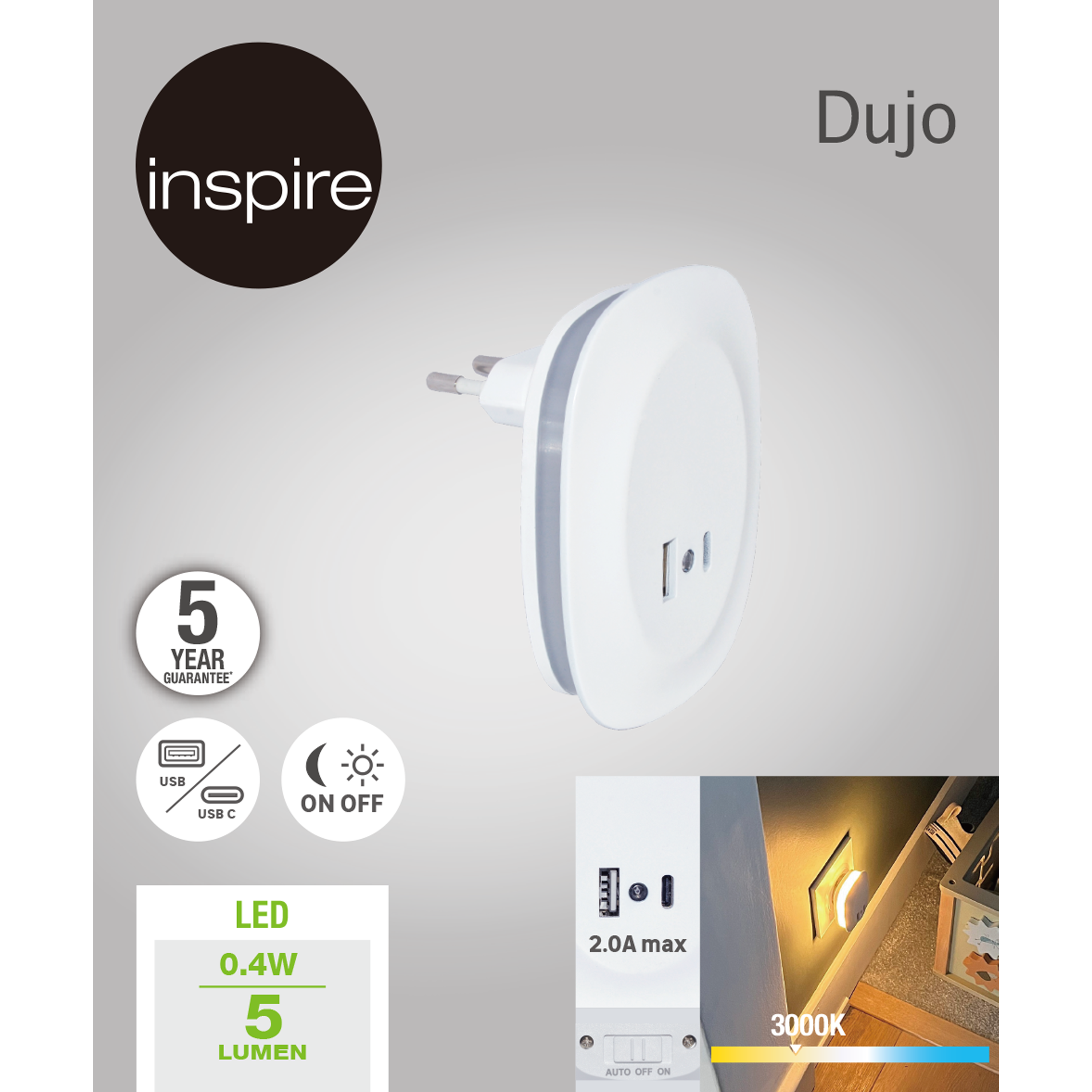 Veilleuse Dujo blanc, H.9.6 cm - 7