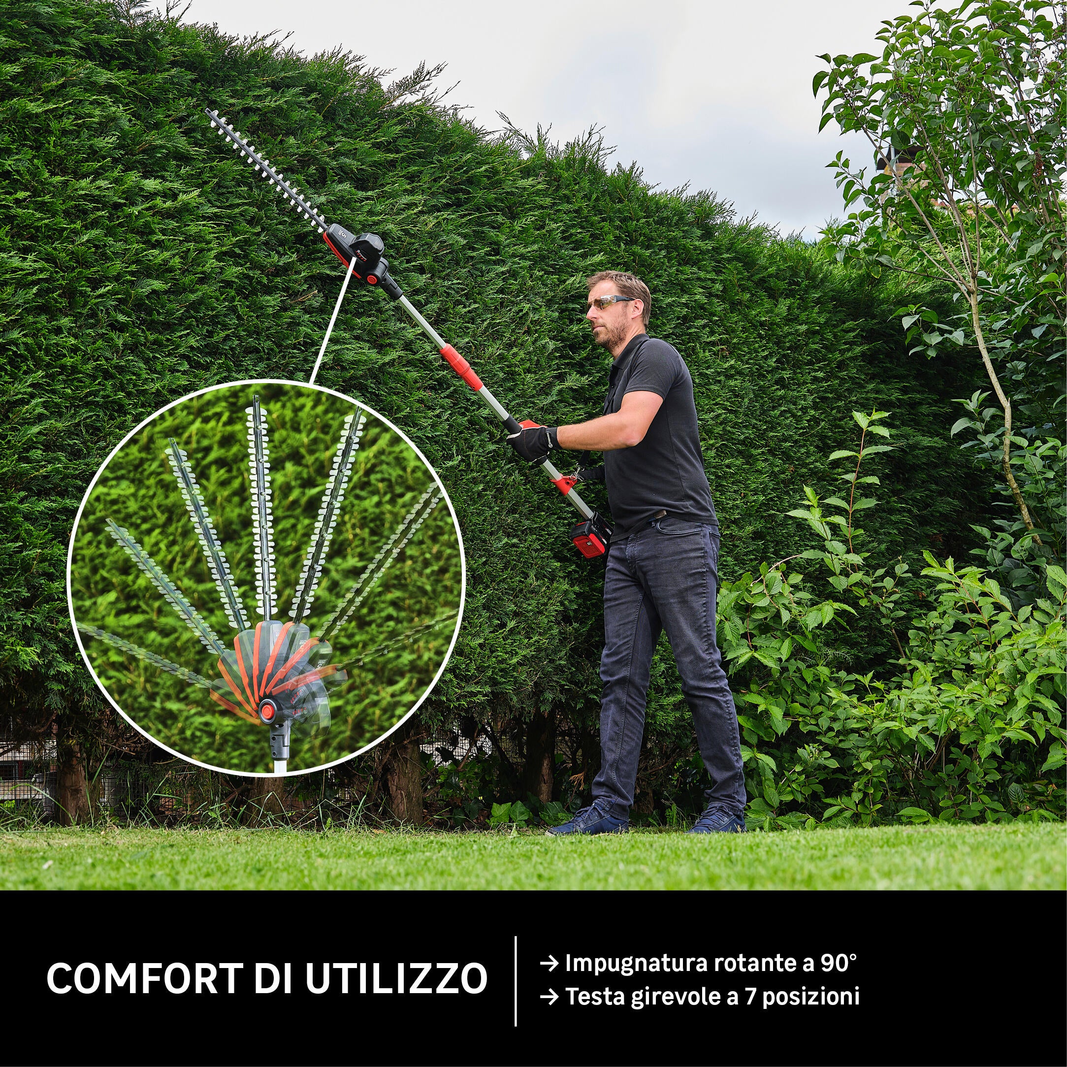 Tagliasiepi ad asta a batteria brushless in abs STERWINS Powerxchange 18 V batteria non inclusa - 3