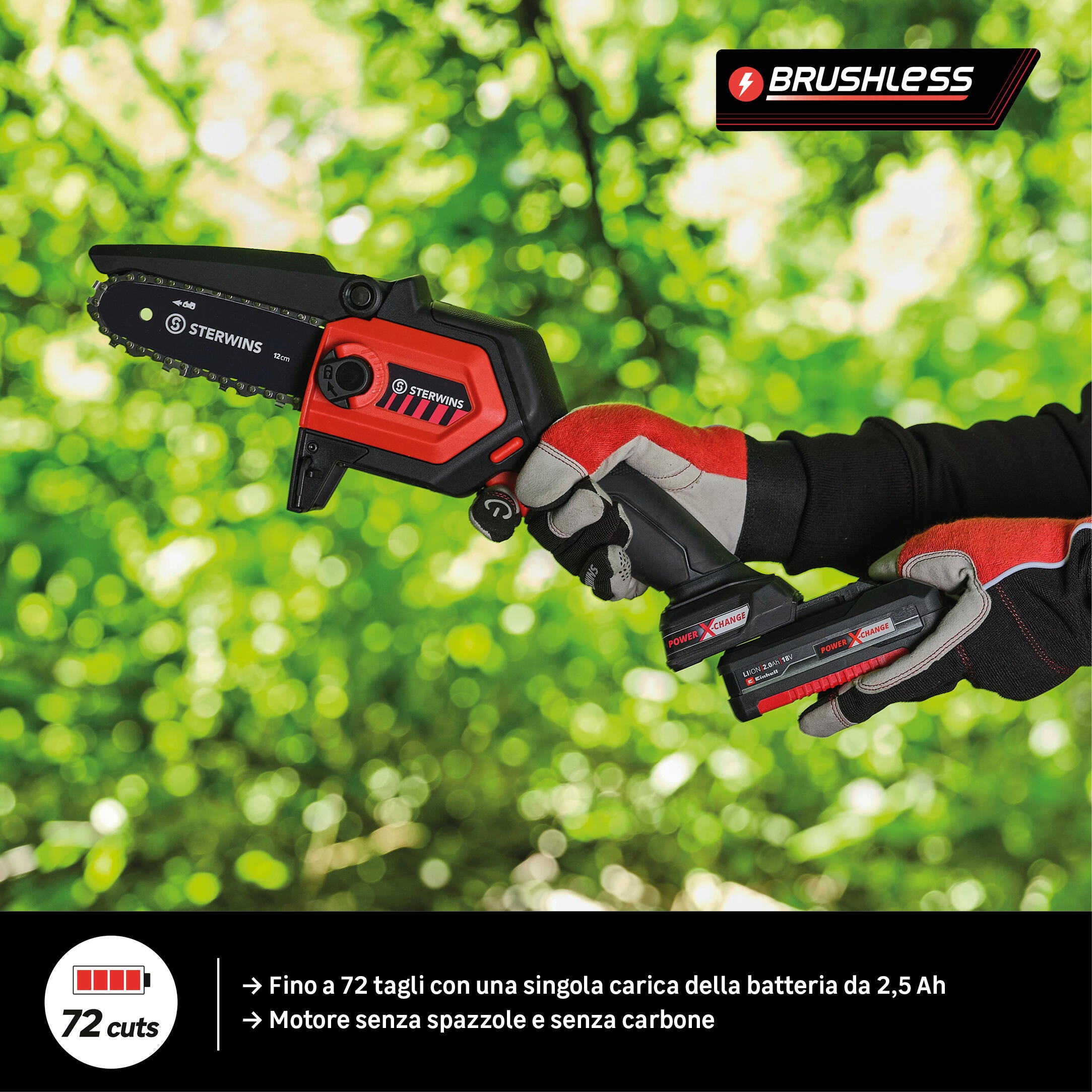 Potatore a batteria STERWINS Power X-Change 2.5AH 2.5Ah 18V barra da 15.8 cm, 1 batteria inclusa - 13