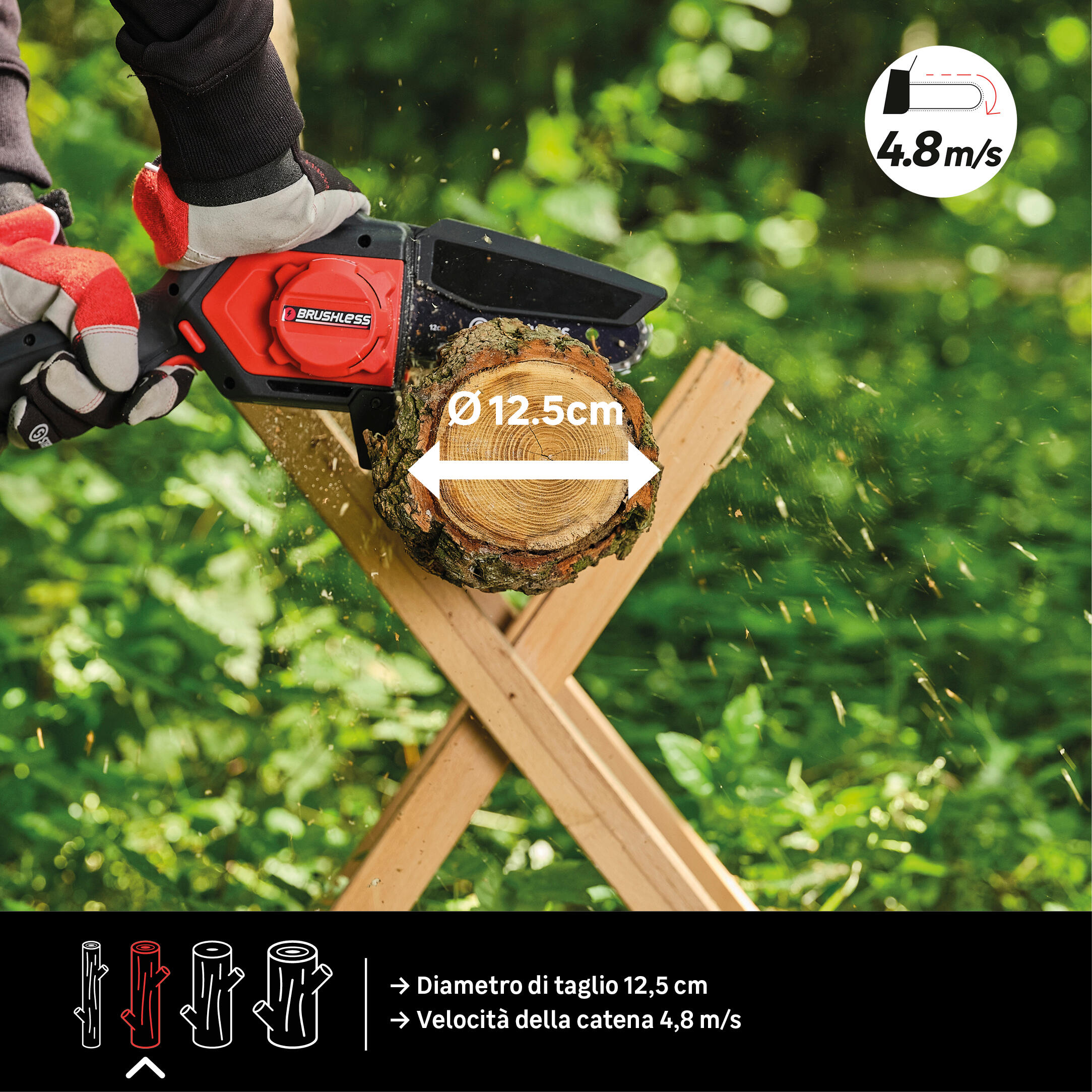 Potatore a batteria STERWINS Power X-Change 2.5AH 2.5Ah 18V barra da 15.8 cm, 1 batteria inclusa - 12