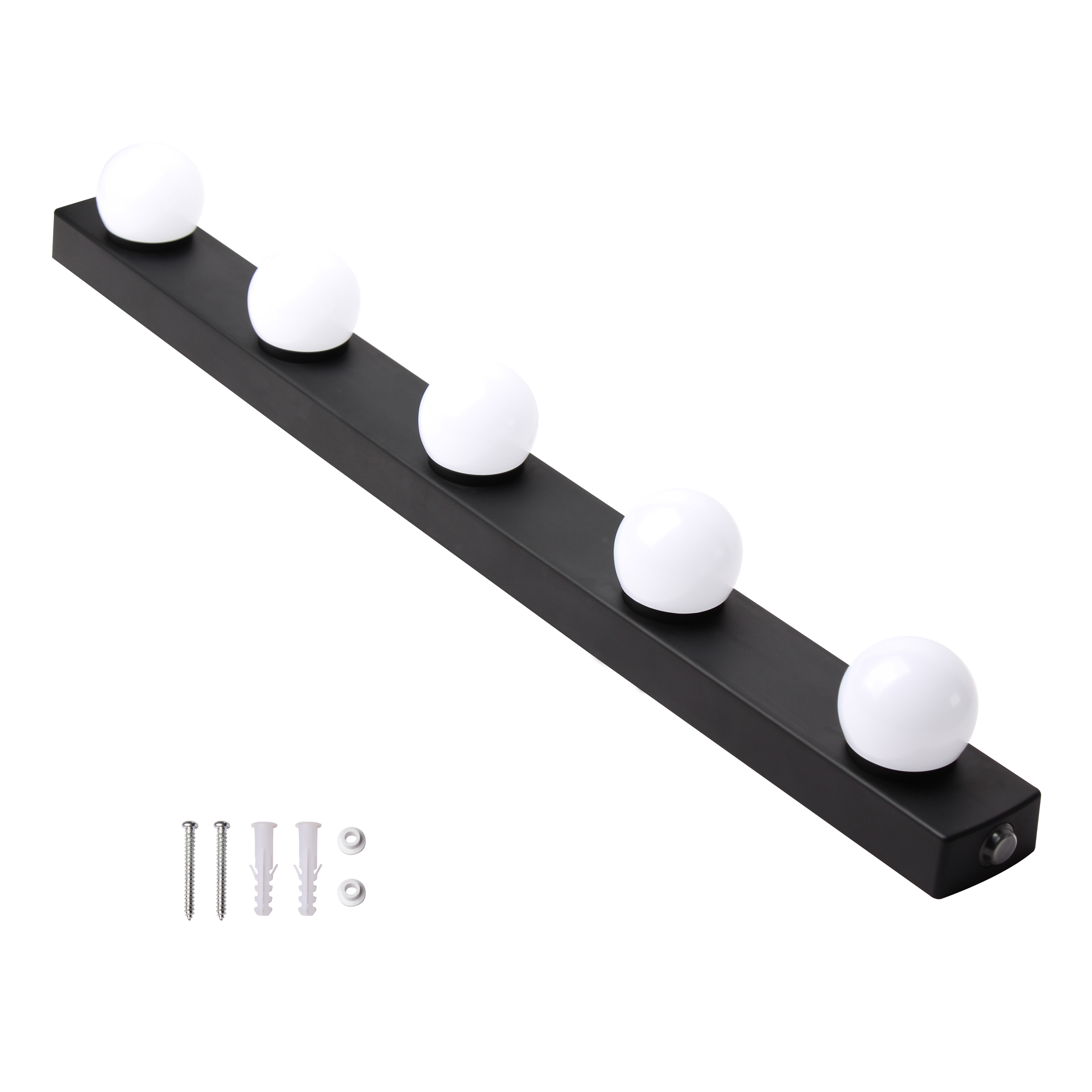 Applique LED salle de bain Lizzled L.60 cm, 5 boules, noir INSPIRE - 5