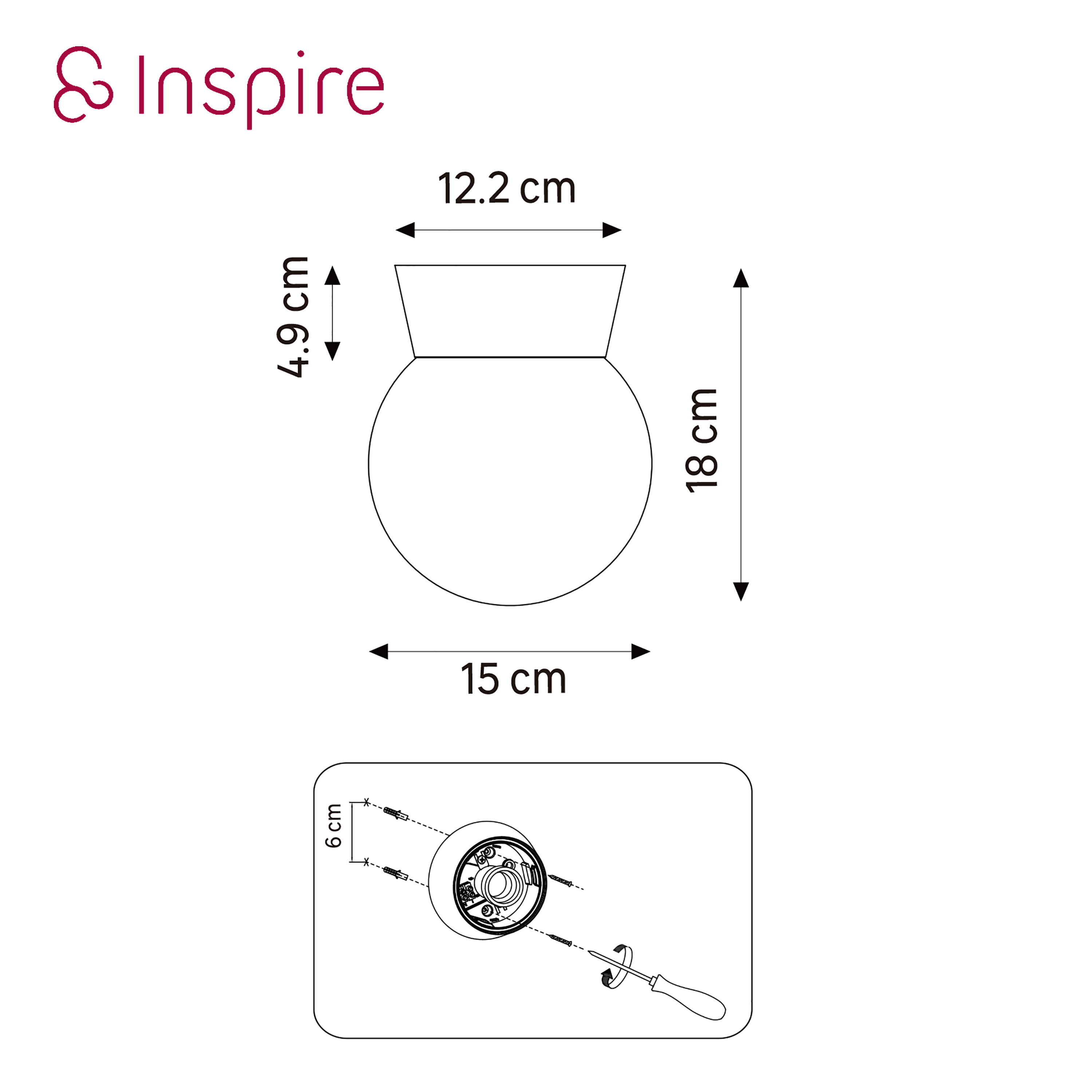 Plafonnier salle de bain Inti E27, D.15 cm, nickel INSPIRE - 4