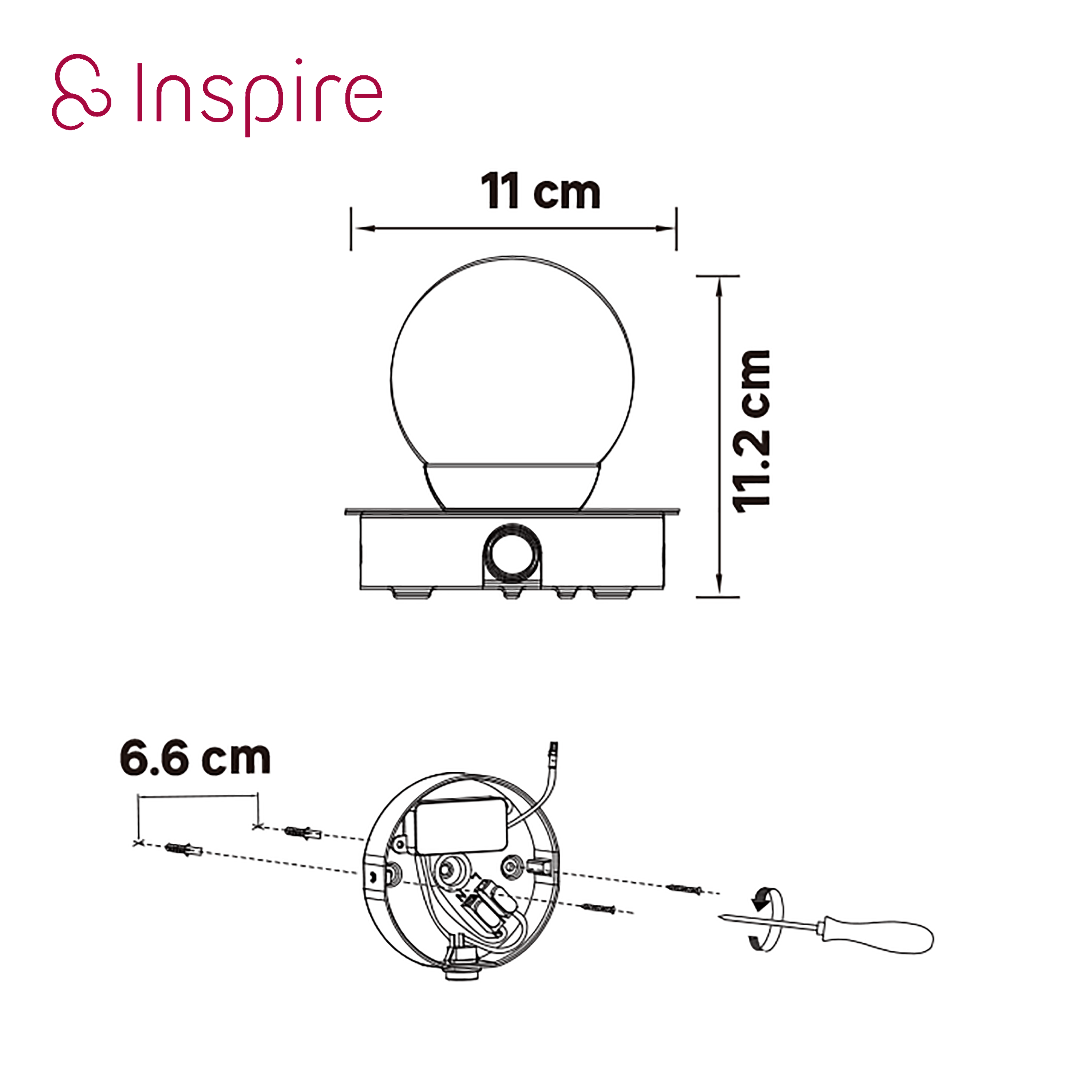 Aplique com lâmpada LED 650lm IP44 W 11x11.2x11.2 cm cinza / prateado INSPIRE - 6