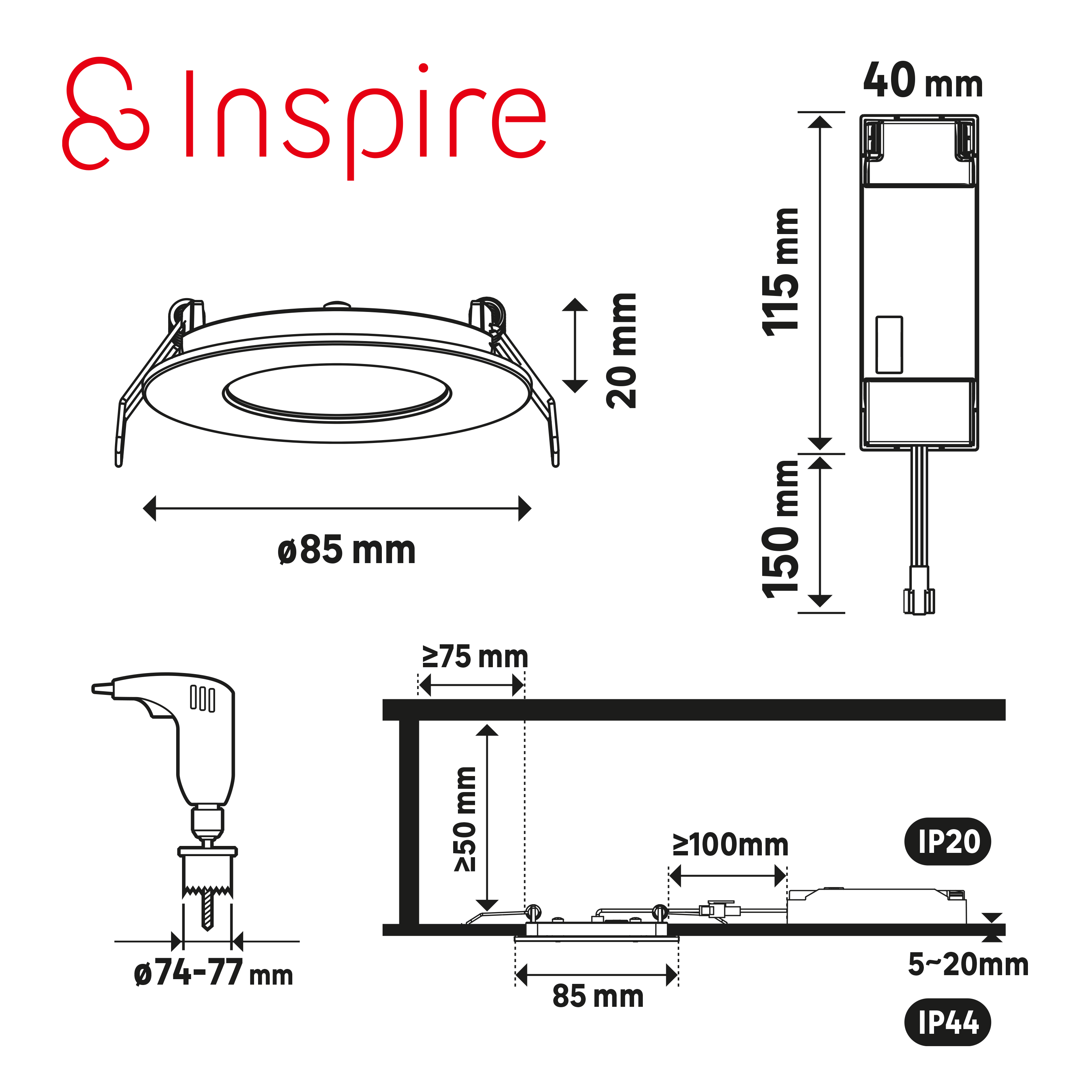 3 spots encastrés LED Extraflat IP44 D8,5 variation blancs / intensité INSPIRE - 4